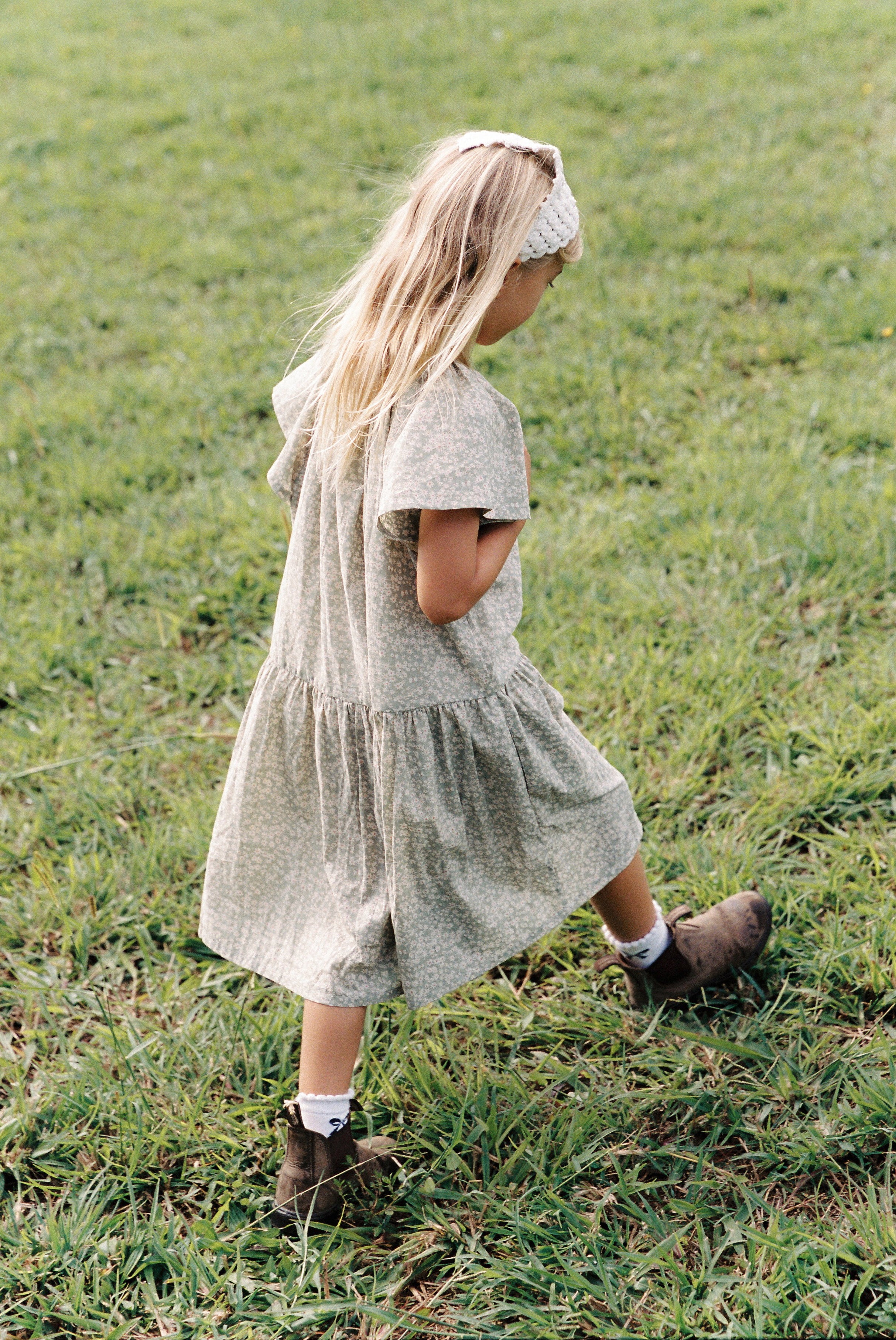 Flutter Dress in Sage Butterflies