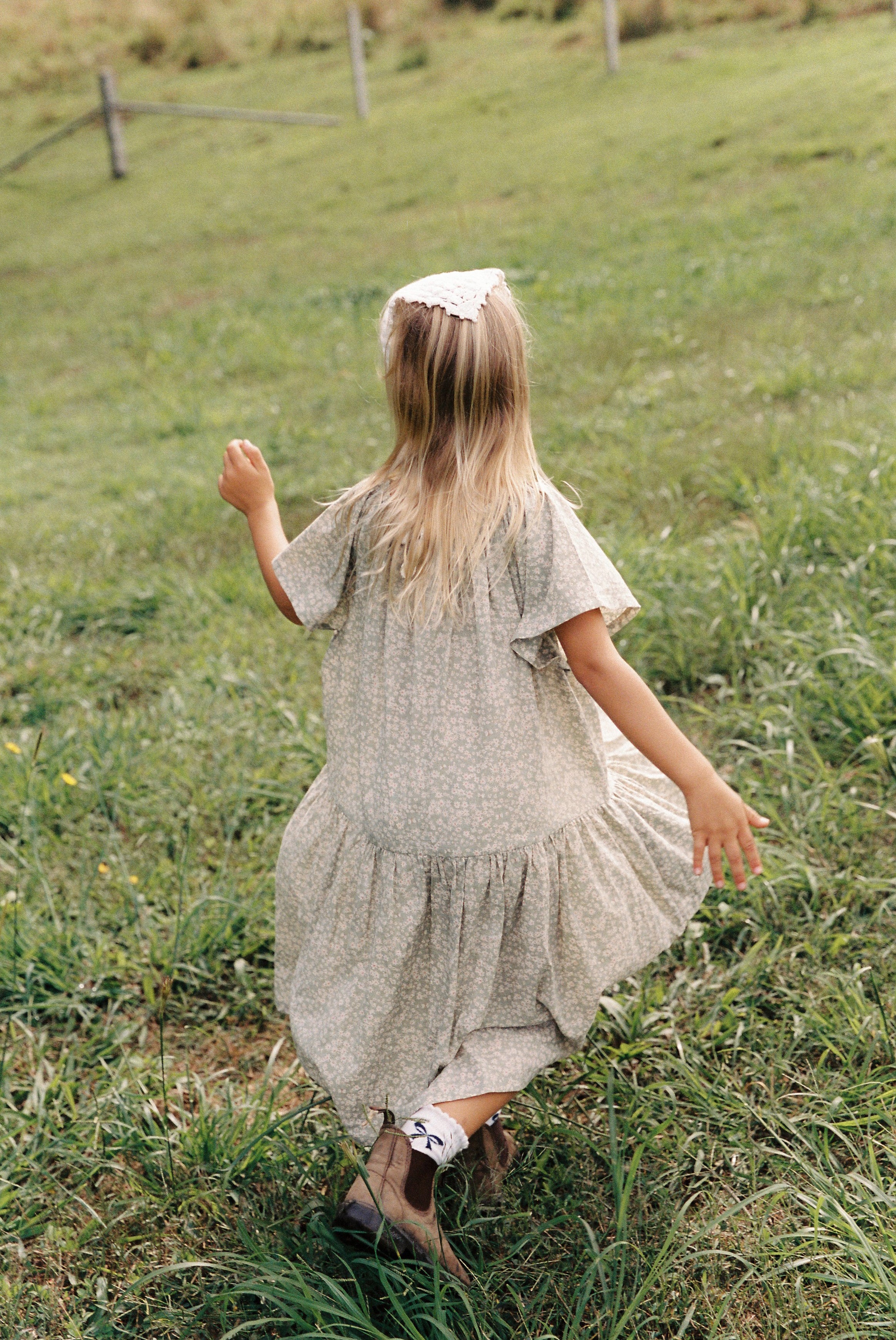 Flutter Dress in Sage Butterflies