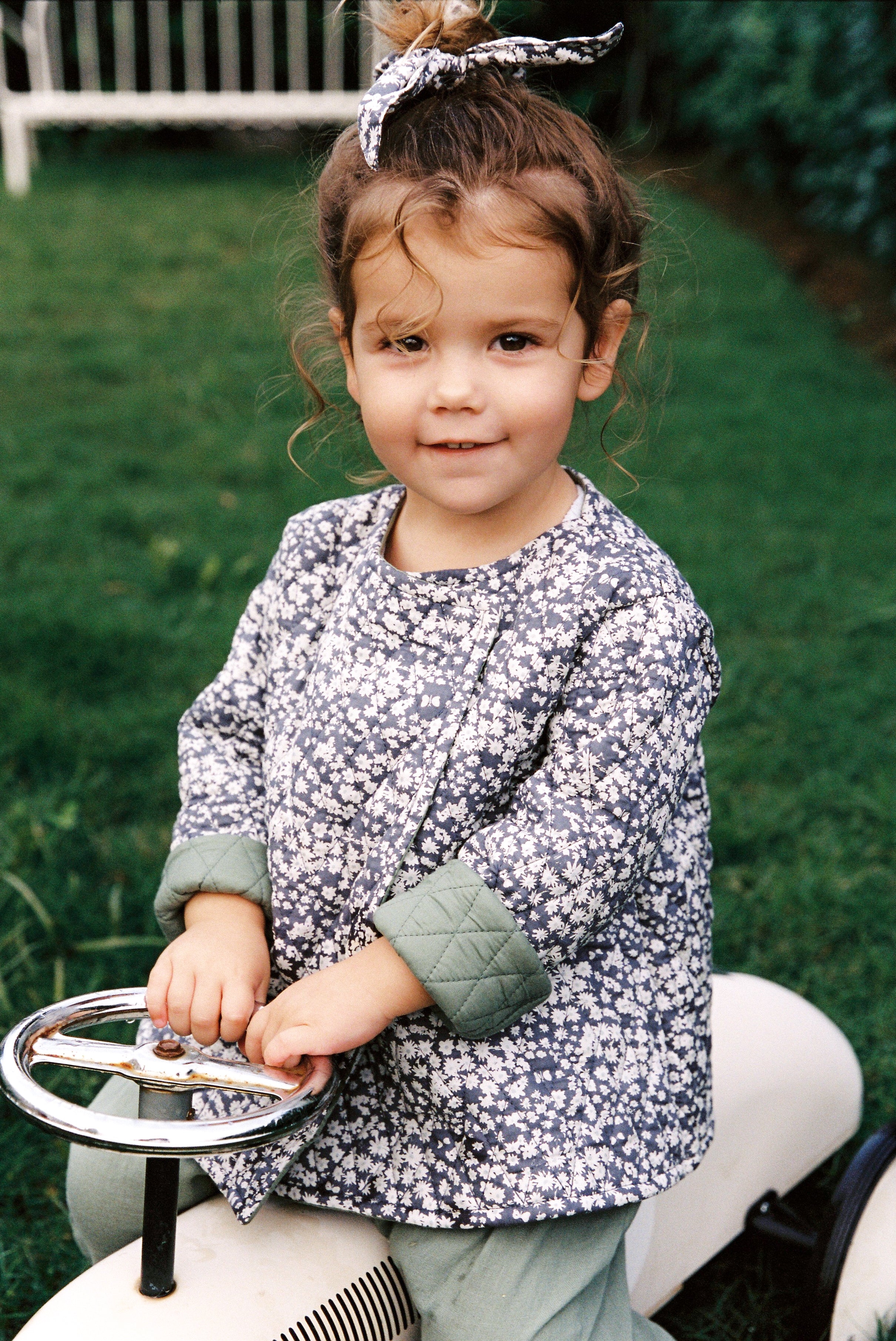 Quilted Jacket in Midnight Butterflies