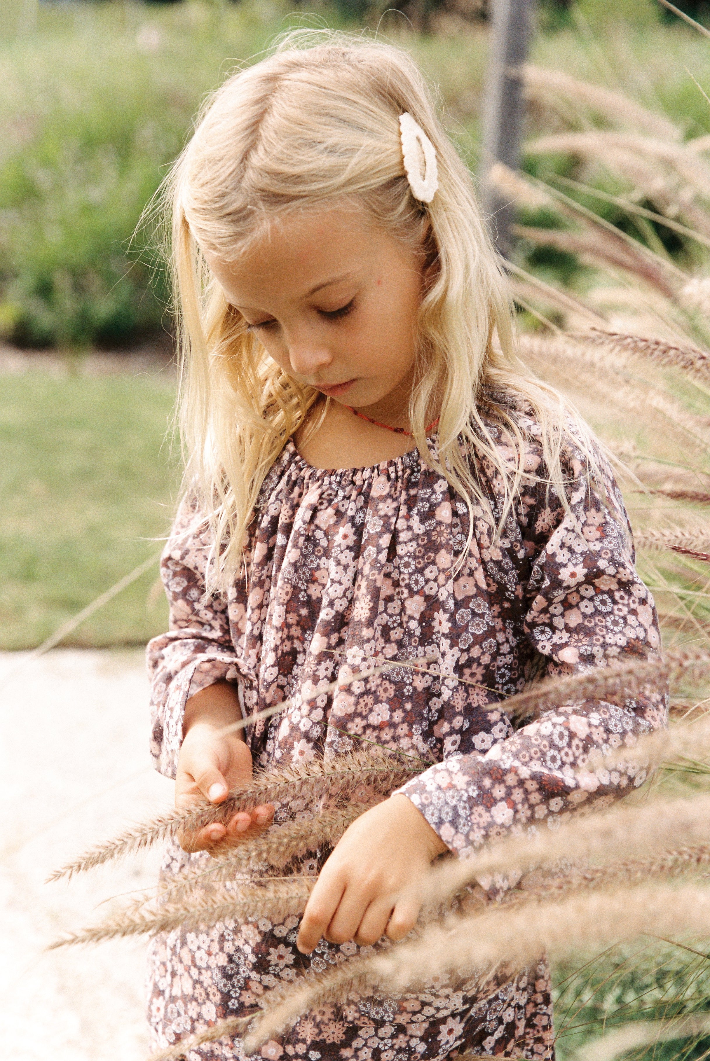Pocket Smock Top with Burgundy Japan Flower