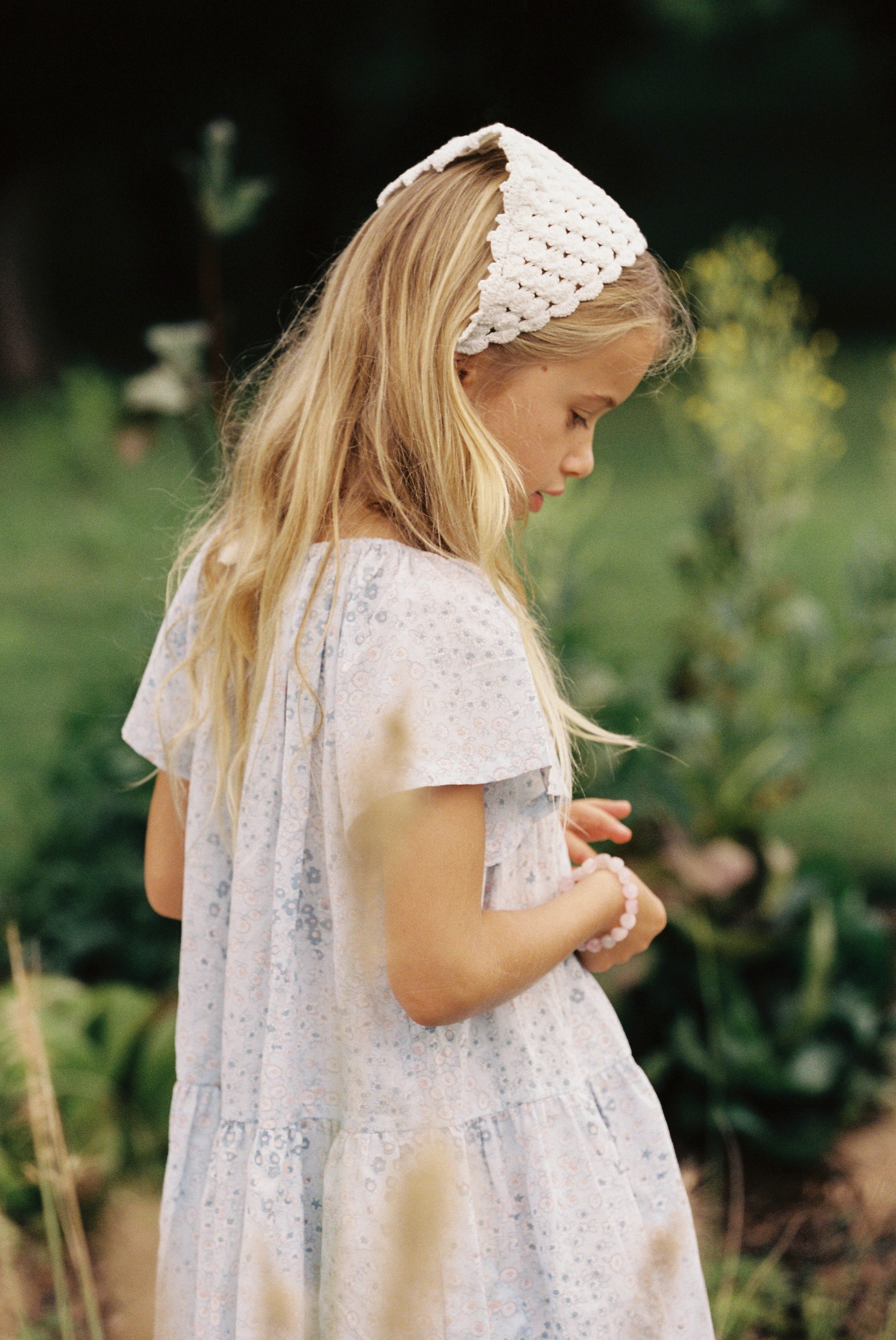 Flutter Dress in Baby Blue Vintage Flower - printebebe.com