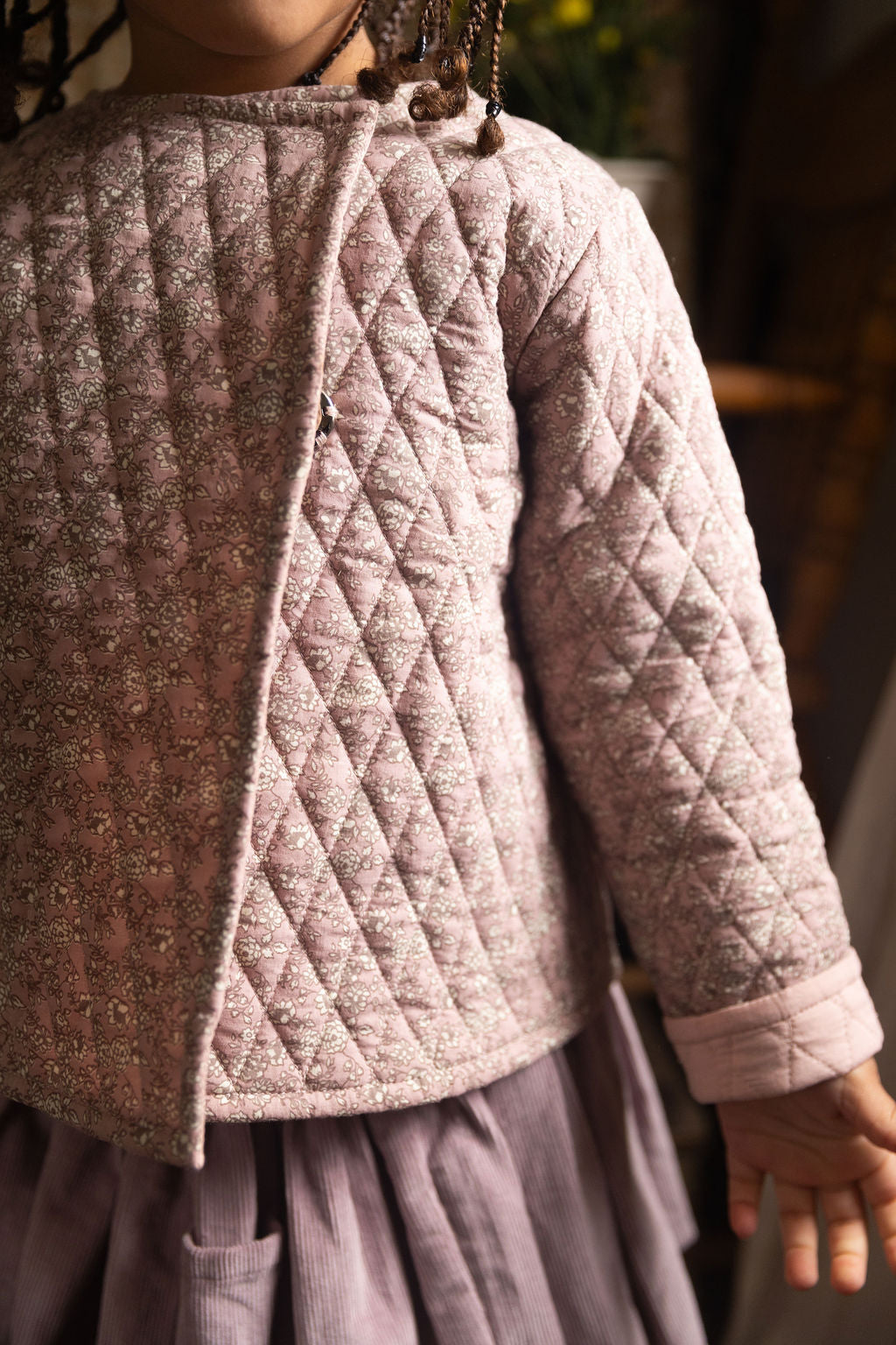 Quilted Jacket in Mulberry Forget Me Not - printebebe.com