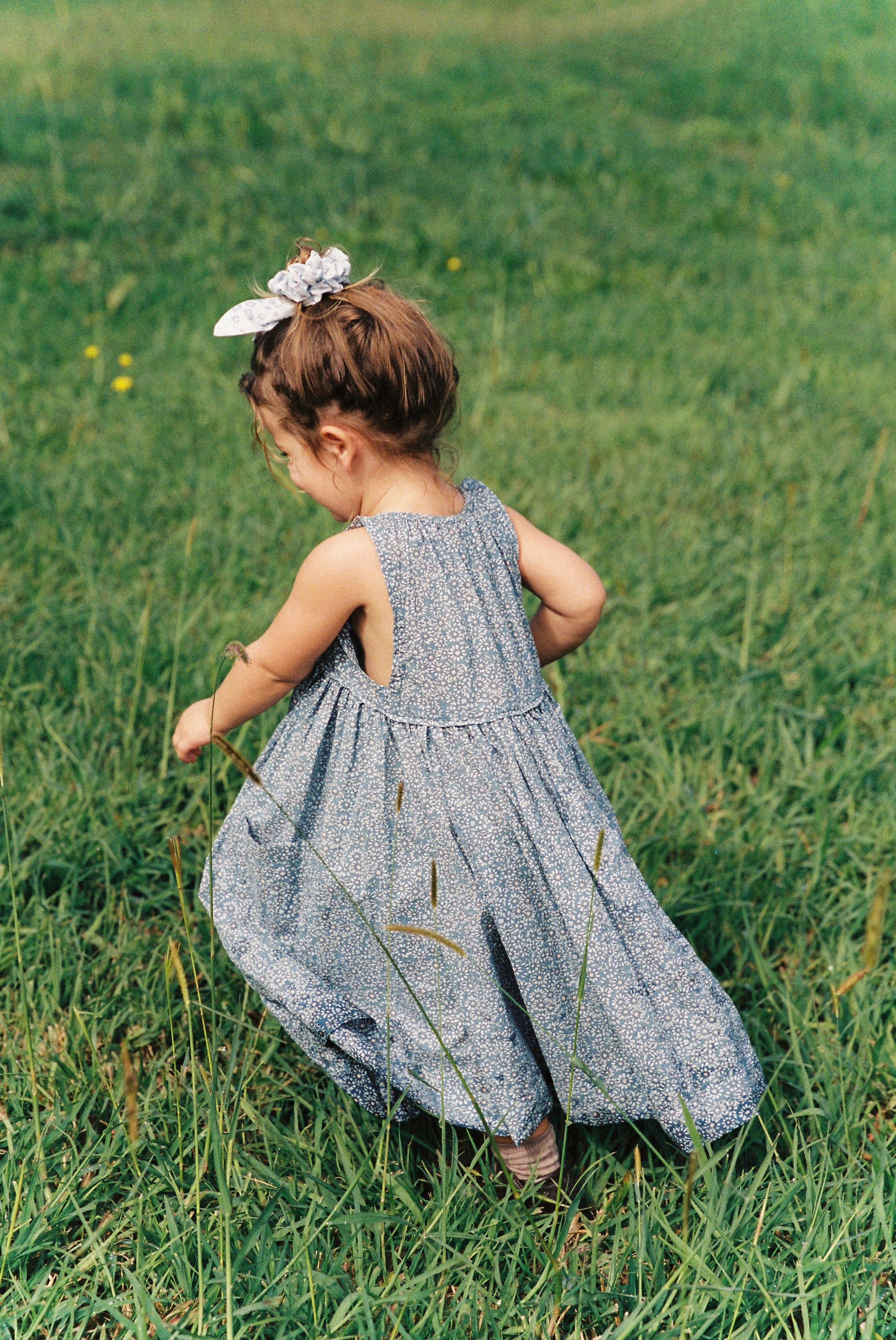 Swirl Dress in Ocean Blue Cotton Buds - printebebe.com