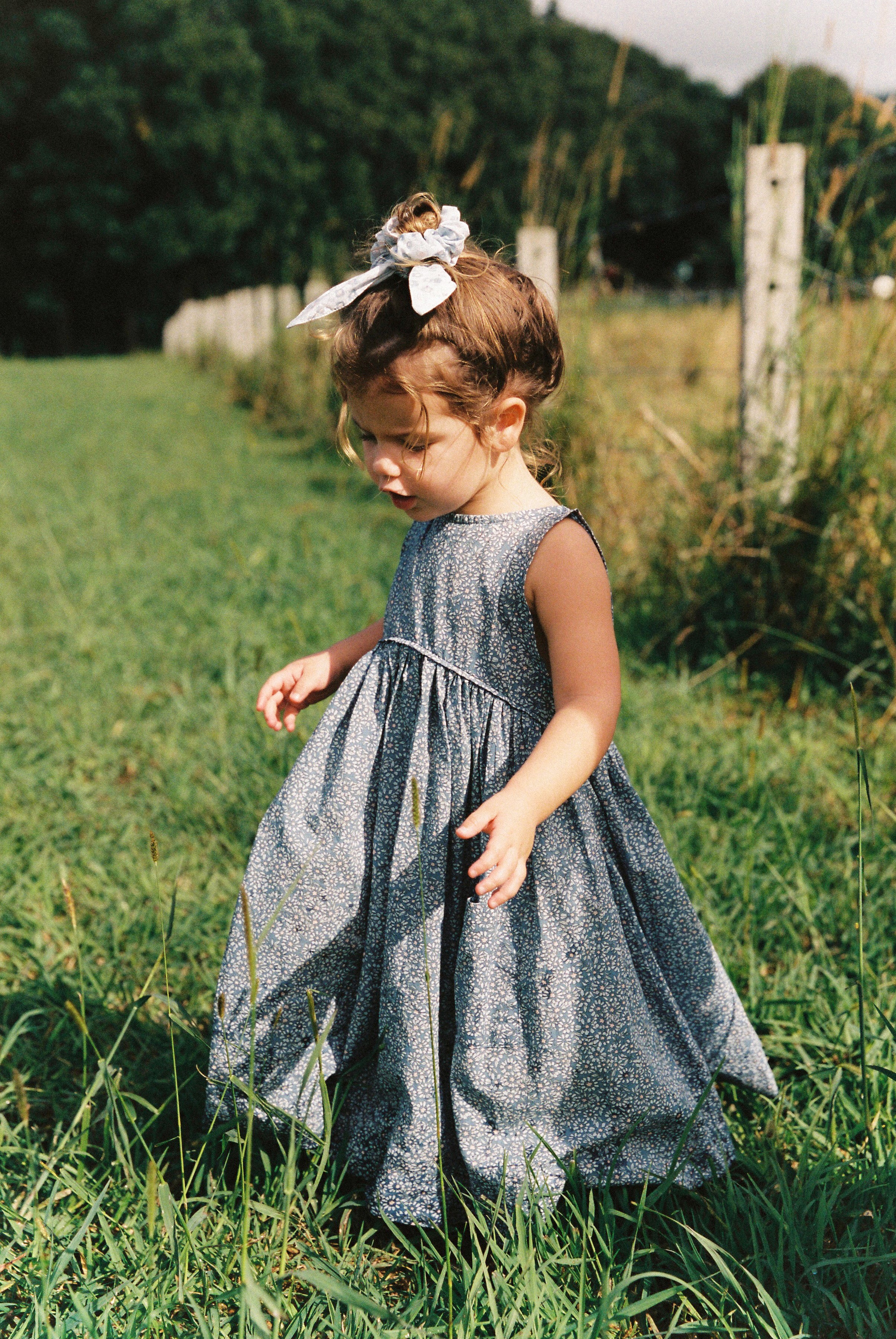Swirl Dress in Ocean Blue Cotton Buds - printebebe.com