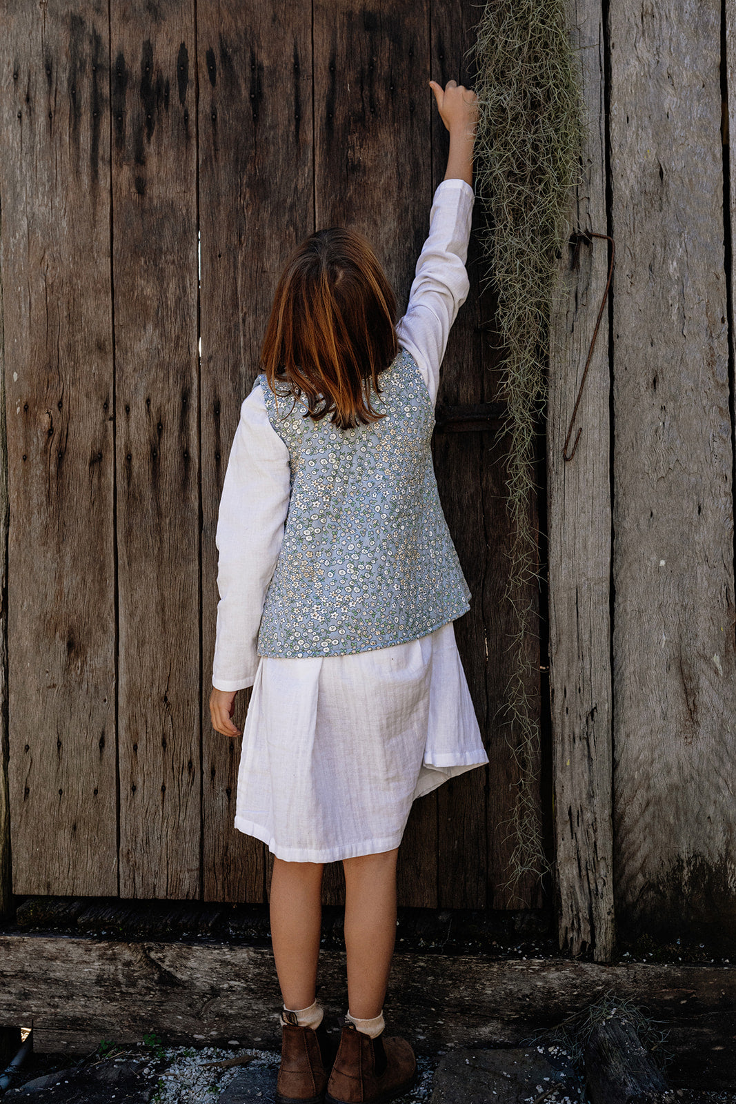 Quilted Vest in Denim Vintage Flower