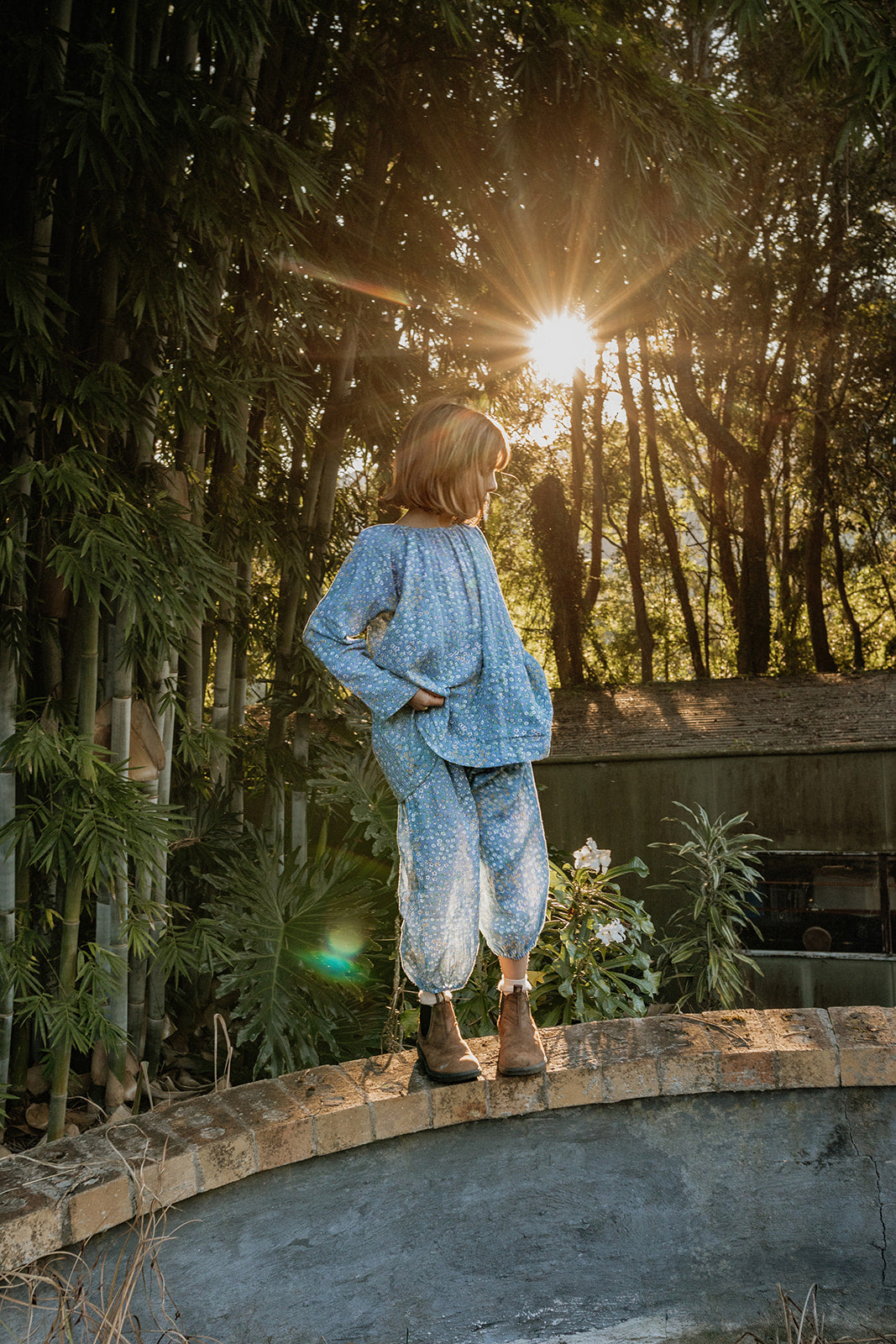 Super Soft Pocket Smock in Denim Vintage Flower