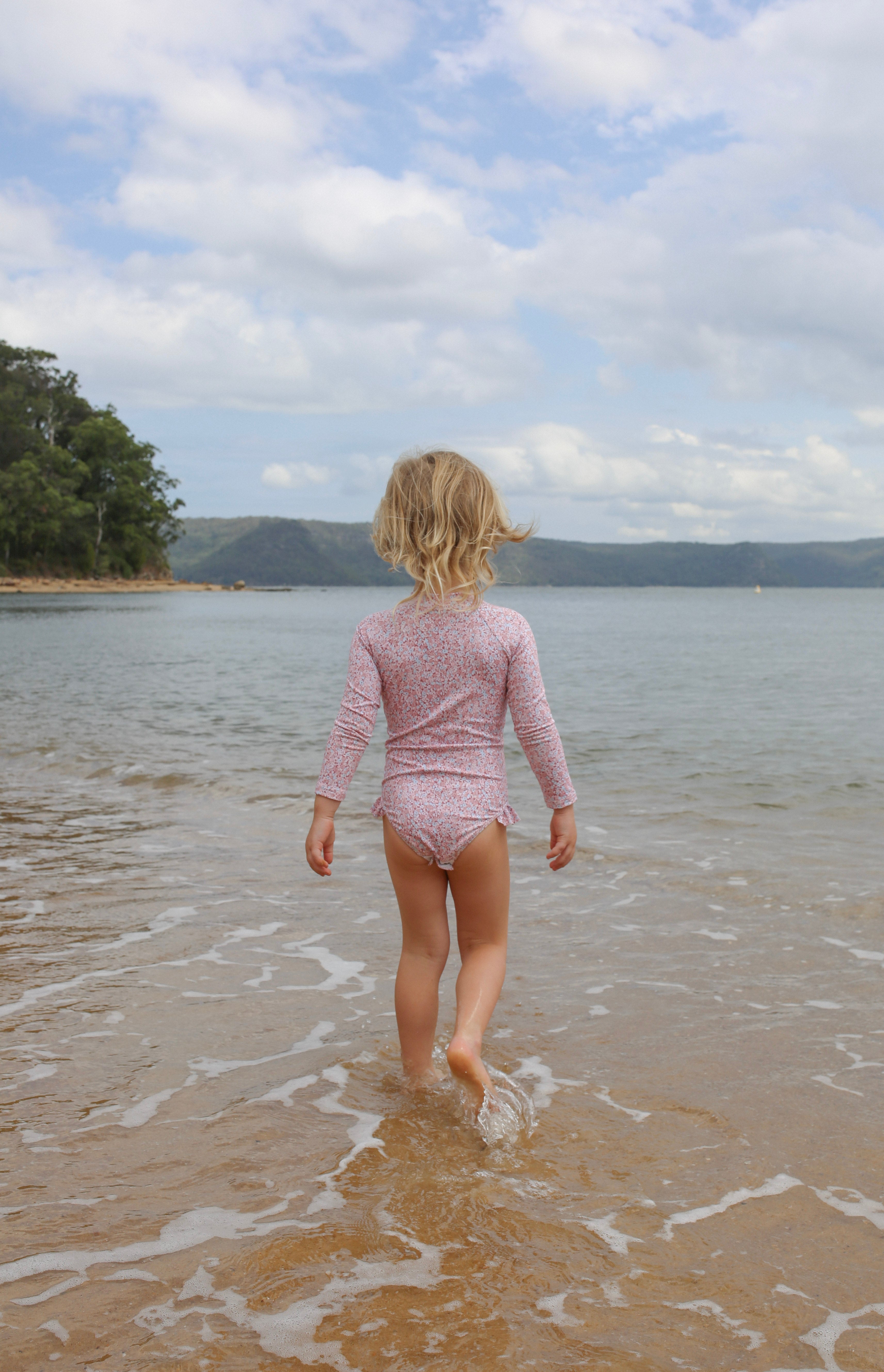 Long Sleeve one Piece in Rosewater Mini Flower - printebebe.com