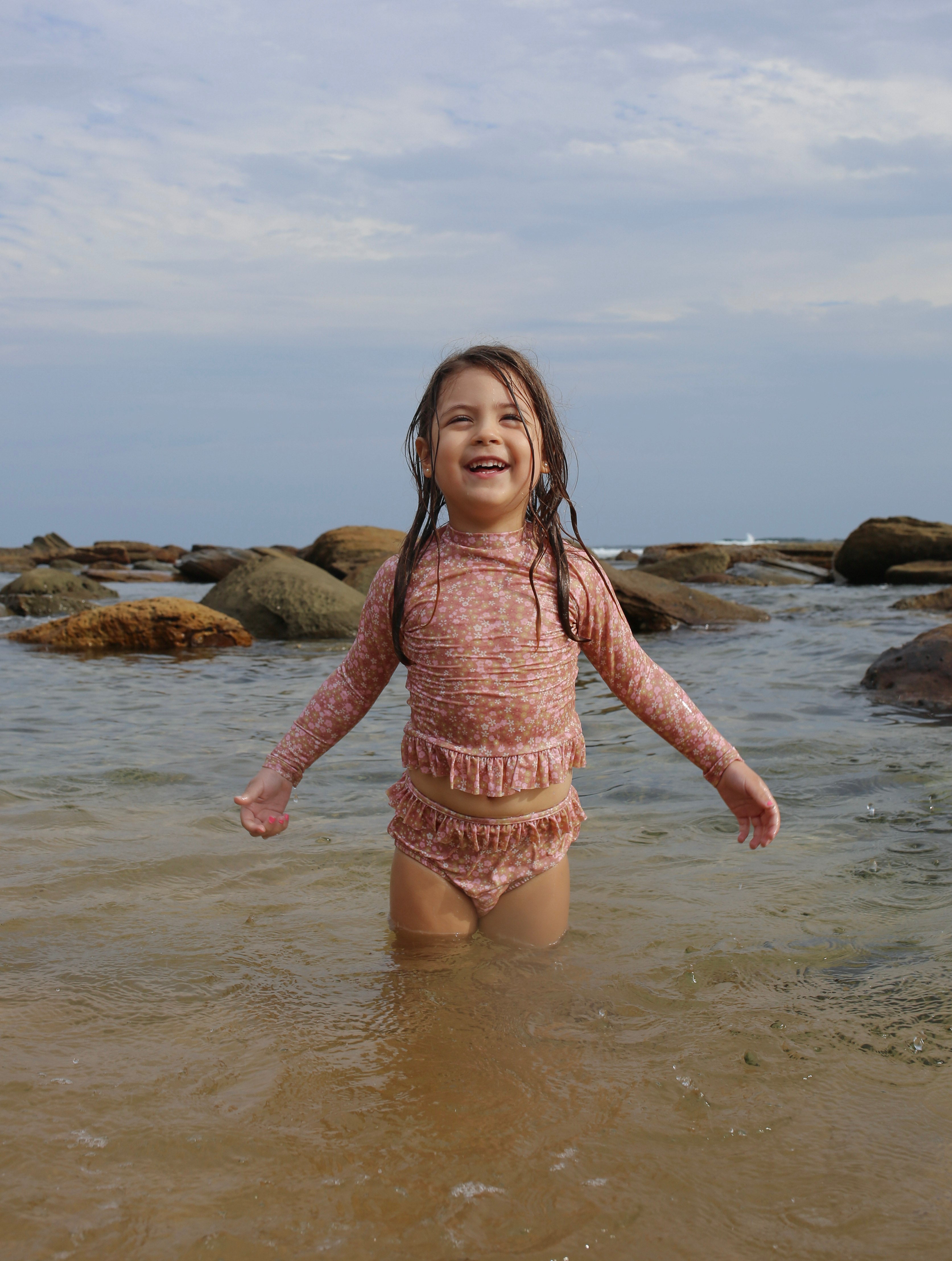 Ruffle Rashie Set in Caramel Milky Way