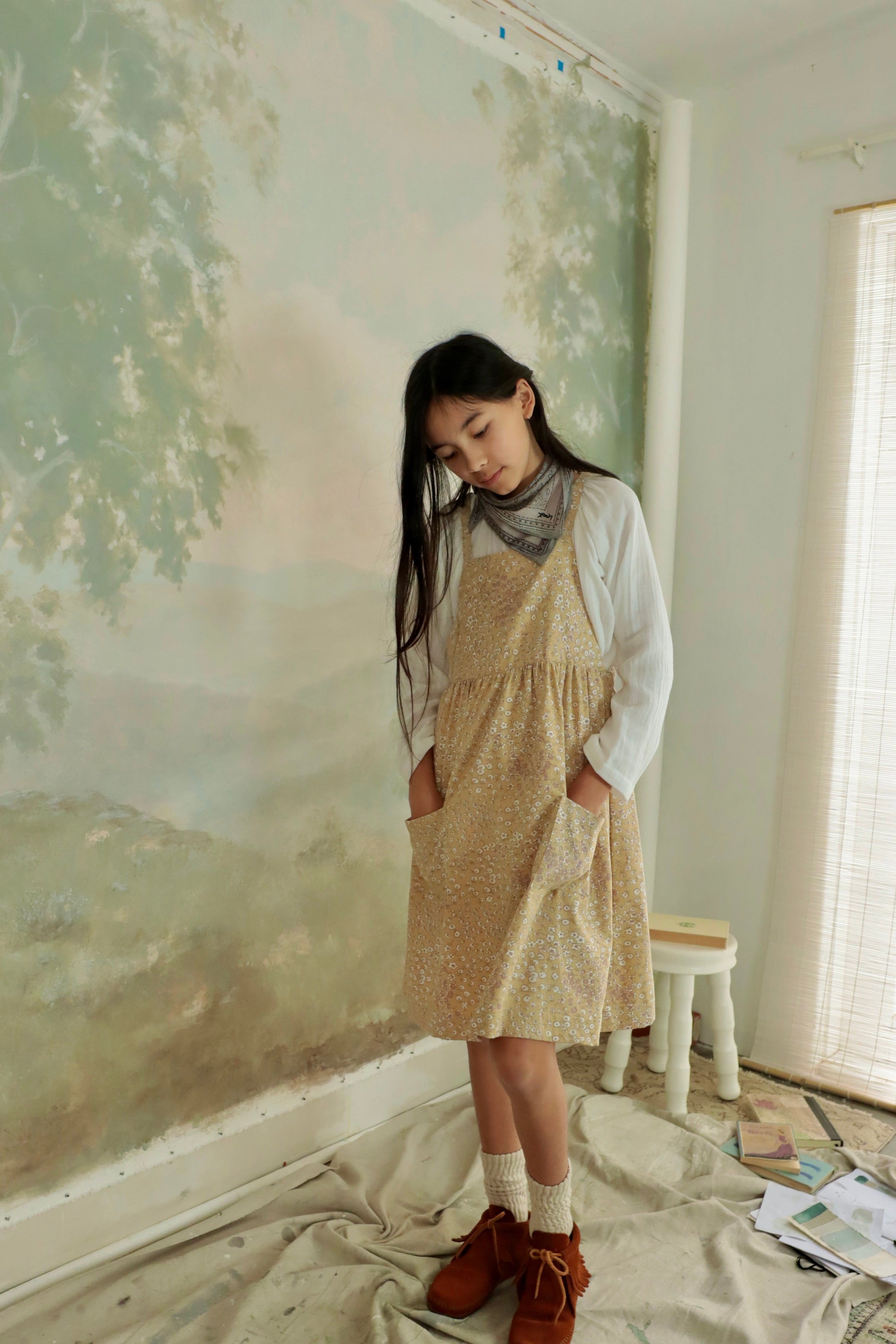 Holiday Dress in Daisy Vintage Flower - printebebe.com