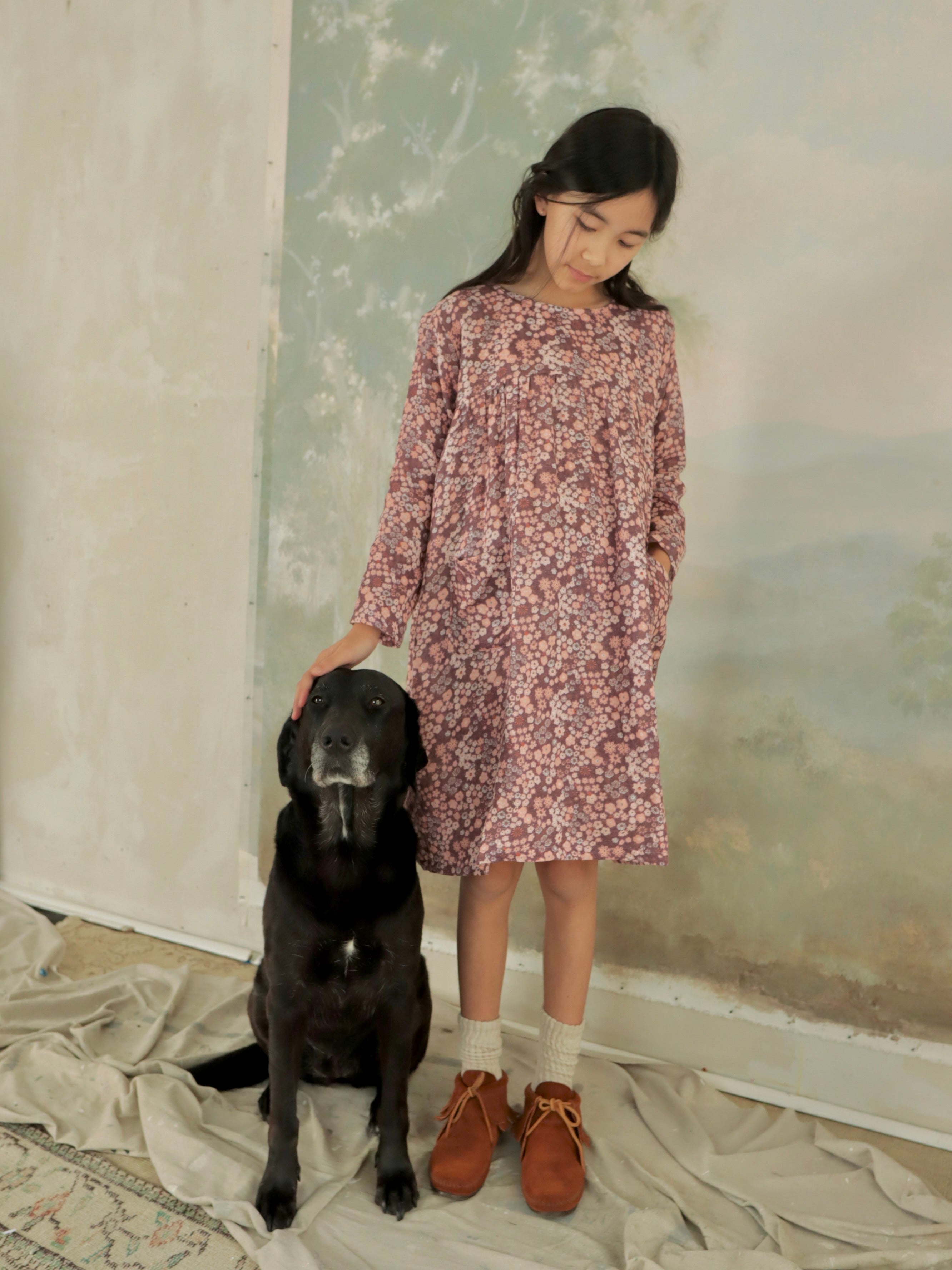 The Tulleries Dress in Burgundy Japan Flower