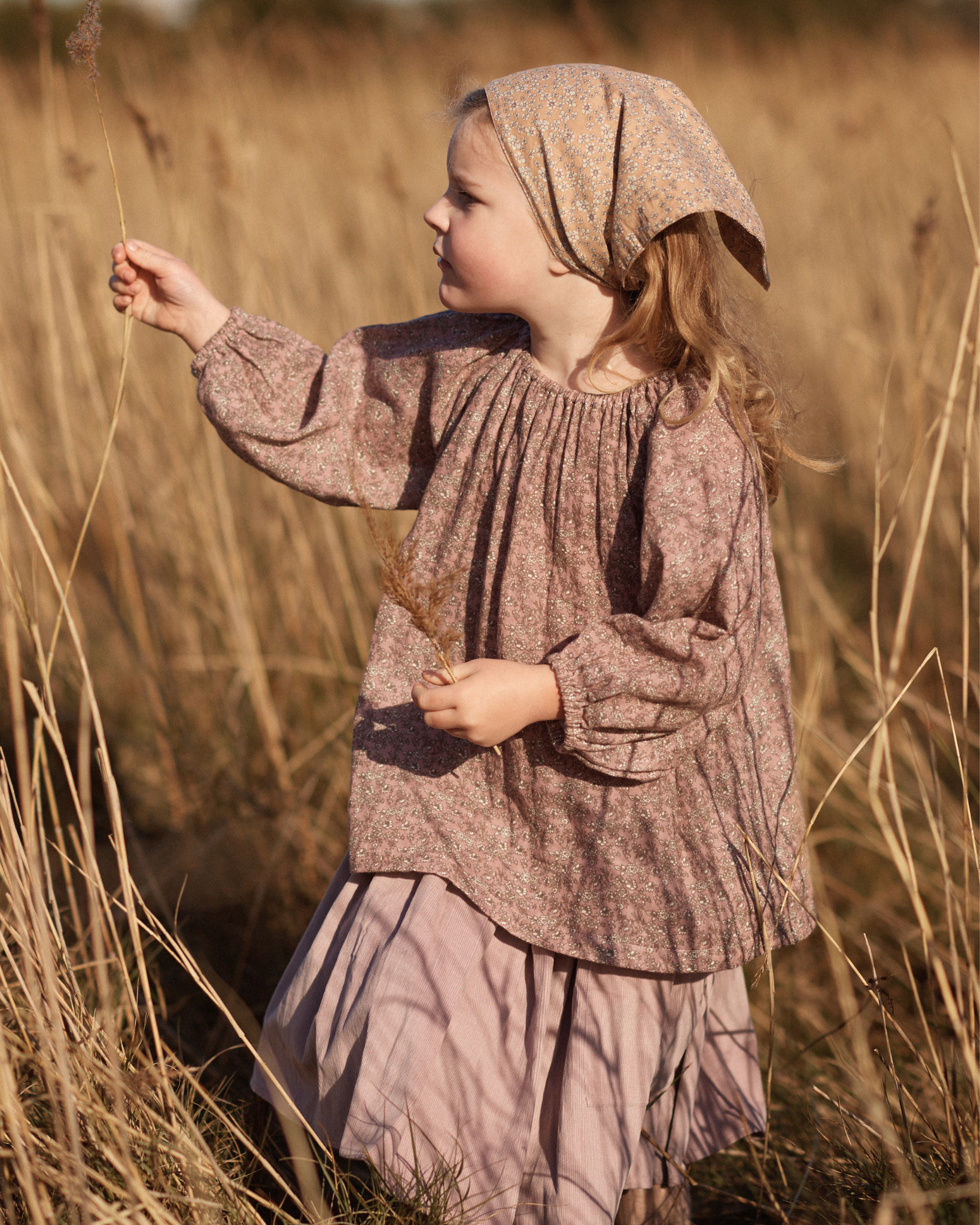 Head Scarf in Wheat Wildflowers
