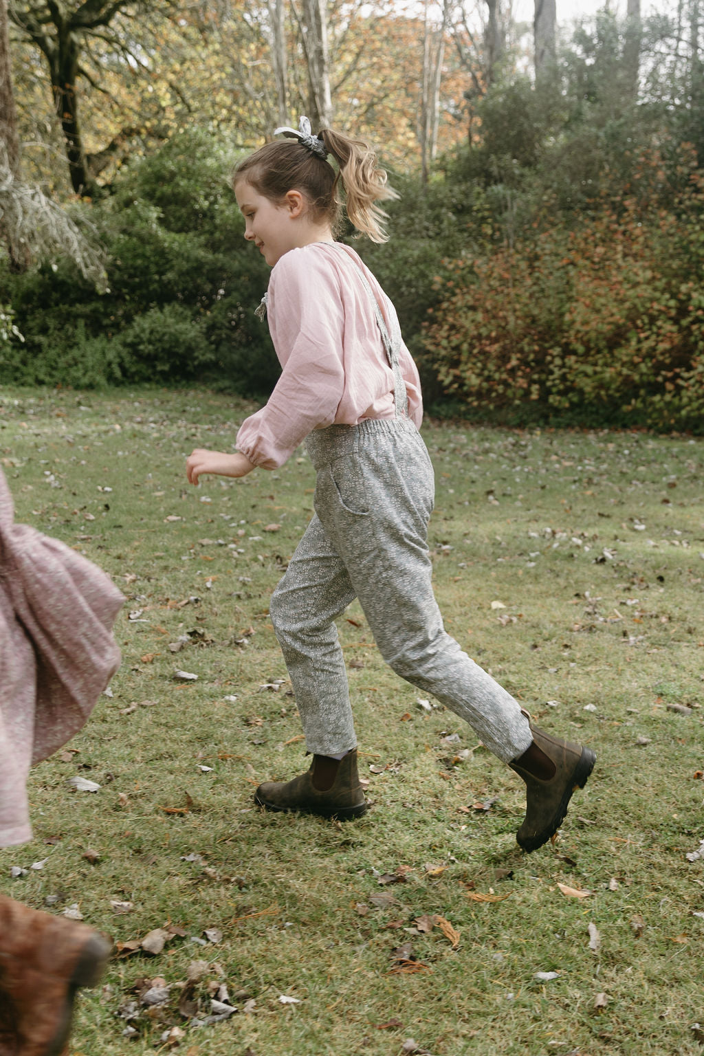 Tie Front Overalls in Heavy Duty Twill Winter Daisy - printebebe.com