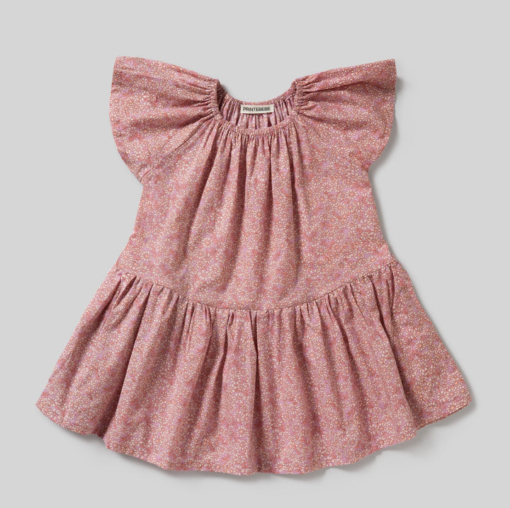 Flutter Dress in Pink Cotton Buds - printebebe.com