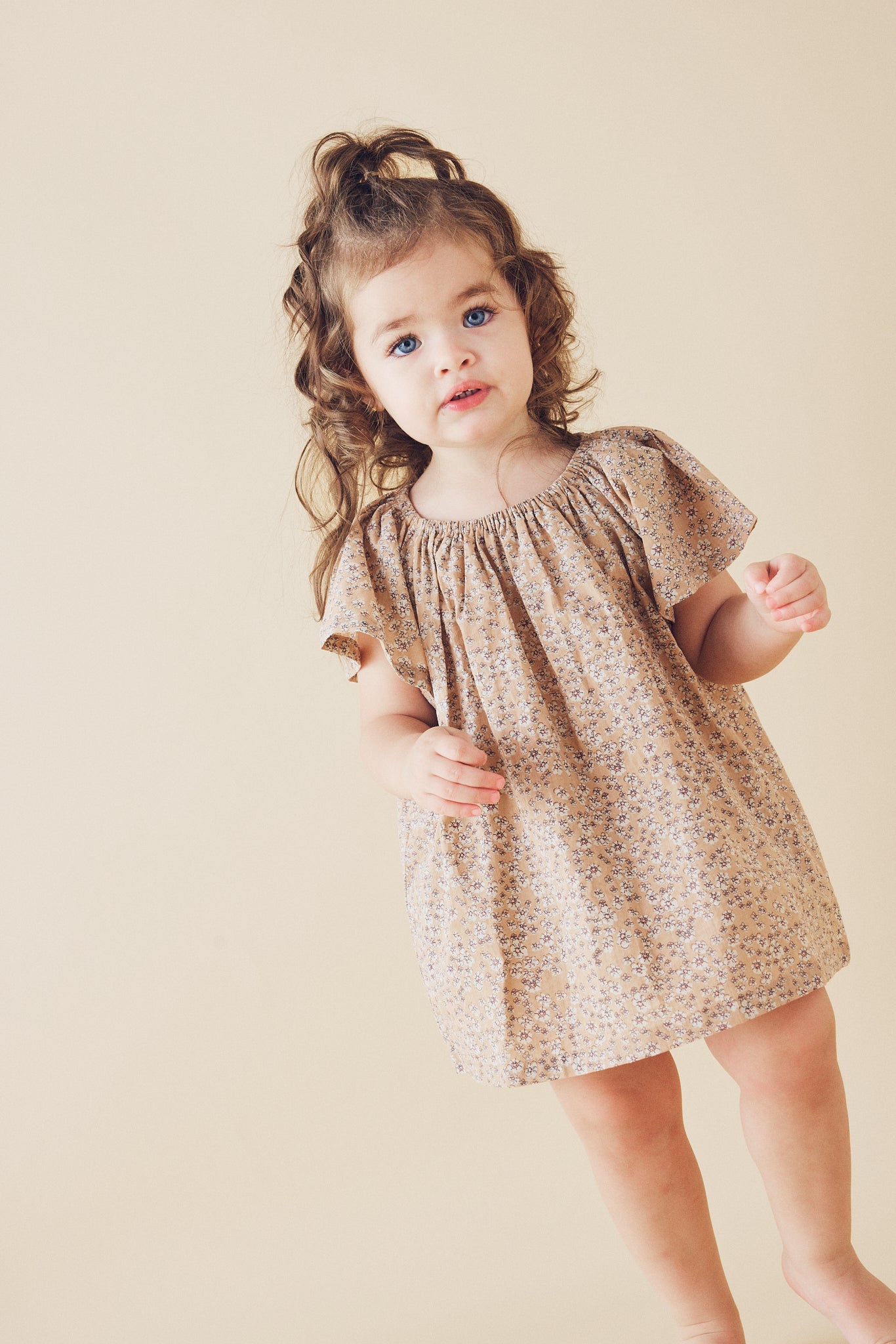 Butterfly Sleeve Top in Wheat Wildflowers - printebebe.com