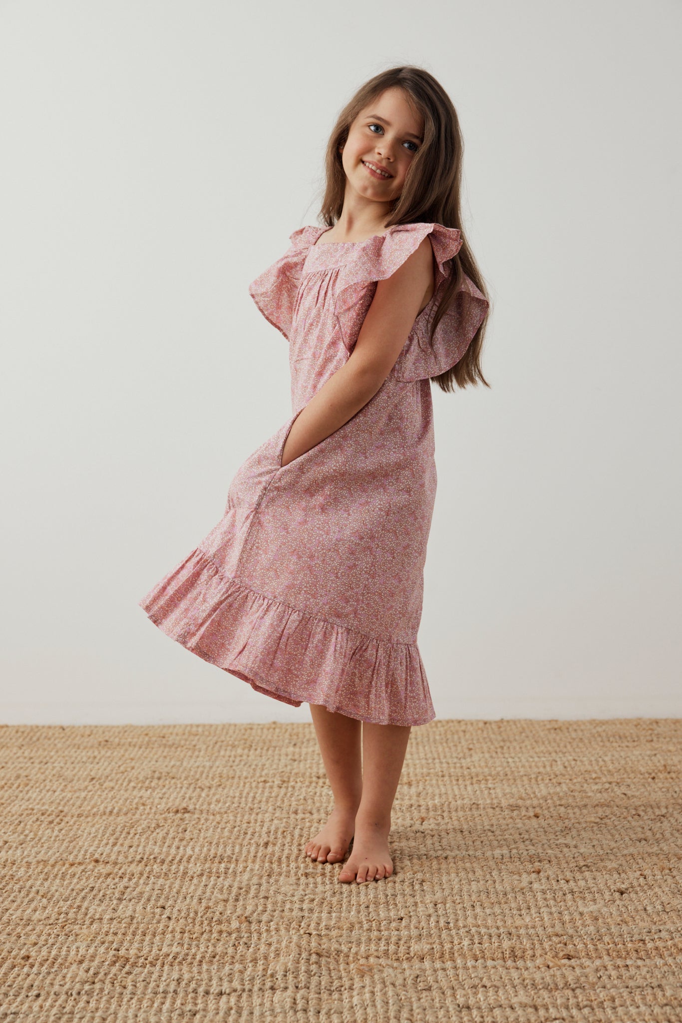 Caramel Dress in Pink Cotton Buds
