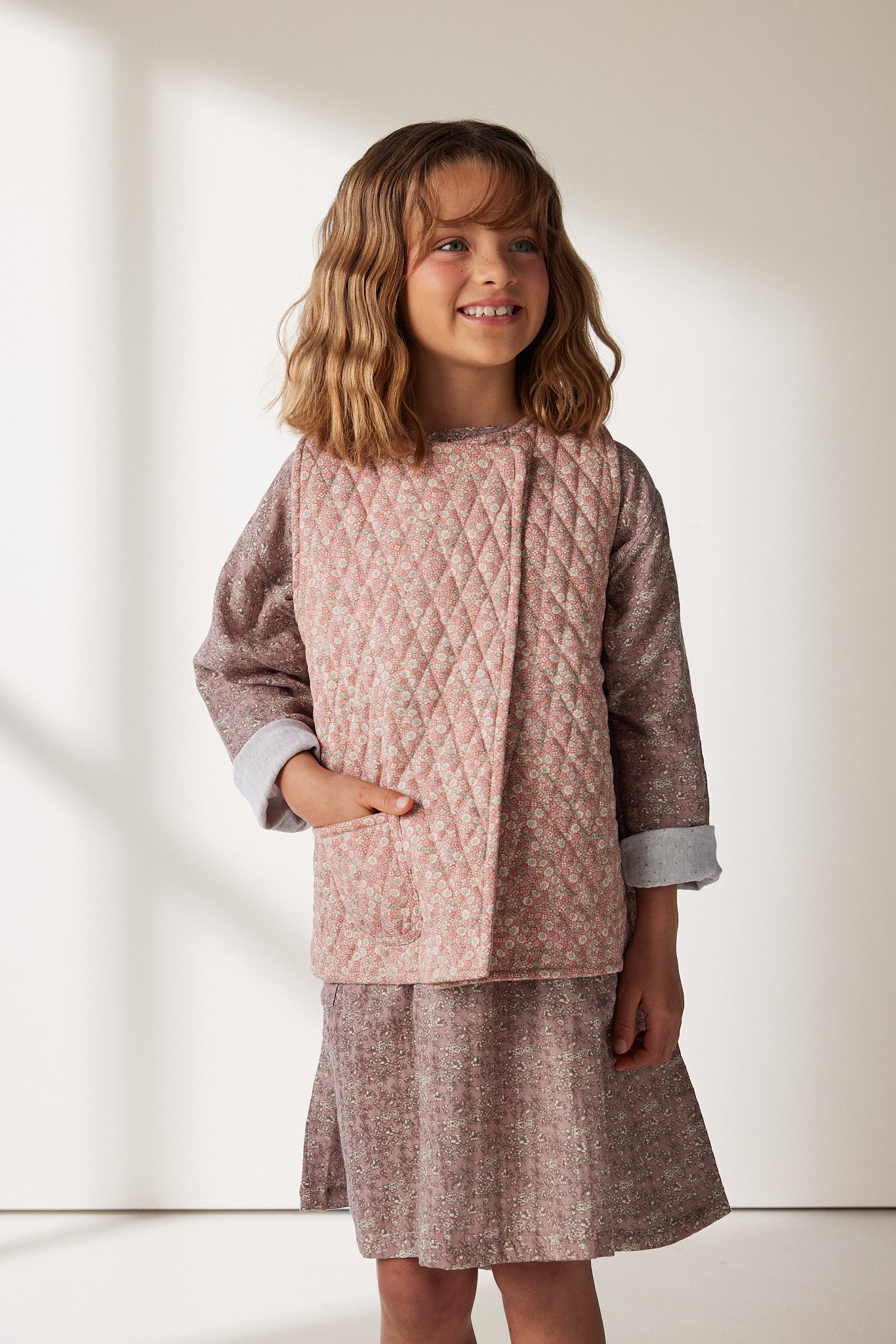 Quilted Vest in March Flower - printebebe.com