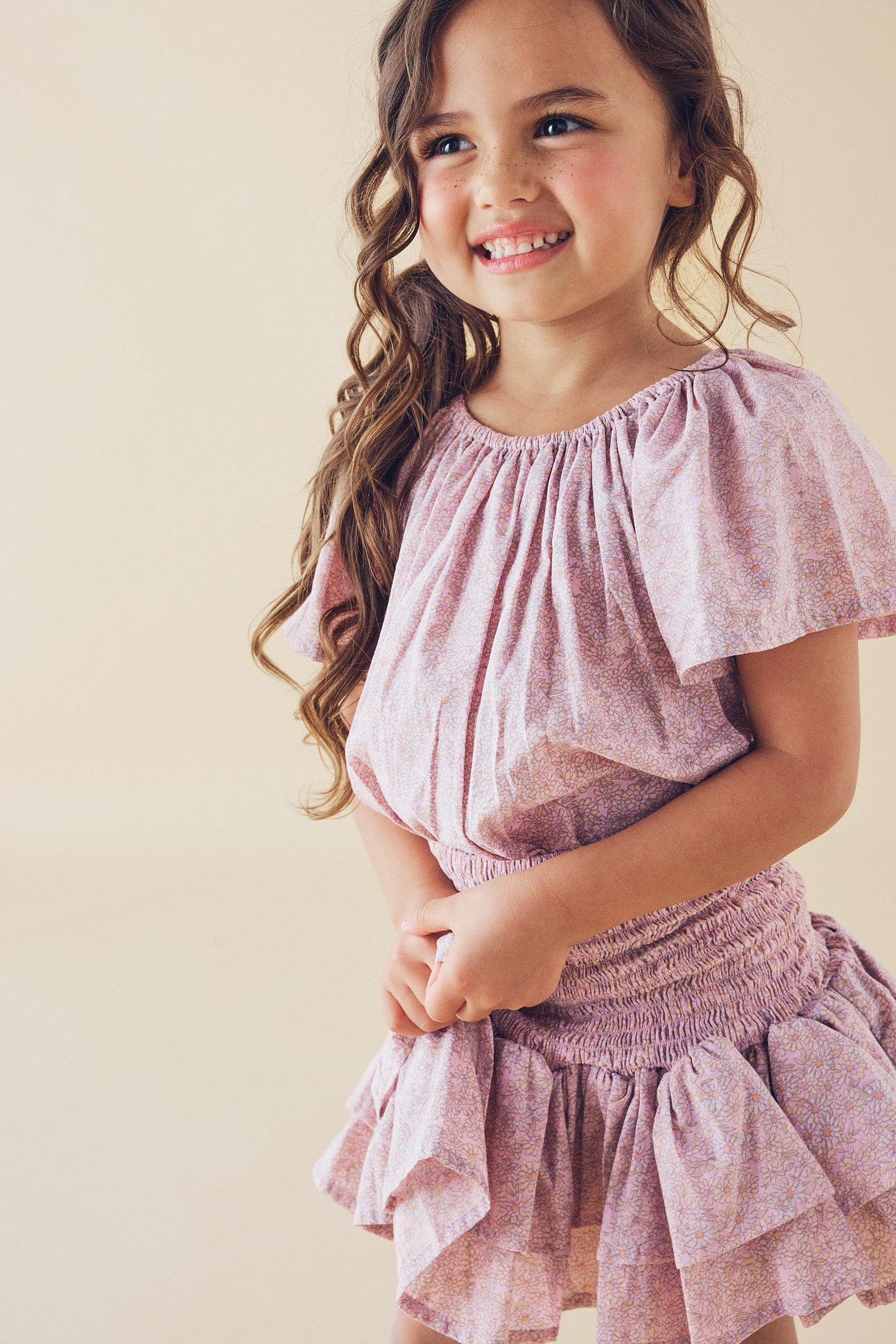 Ra-ra Skirt in Lilac Cotton Buds - printebebe.com