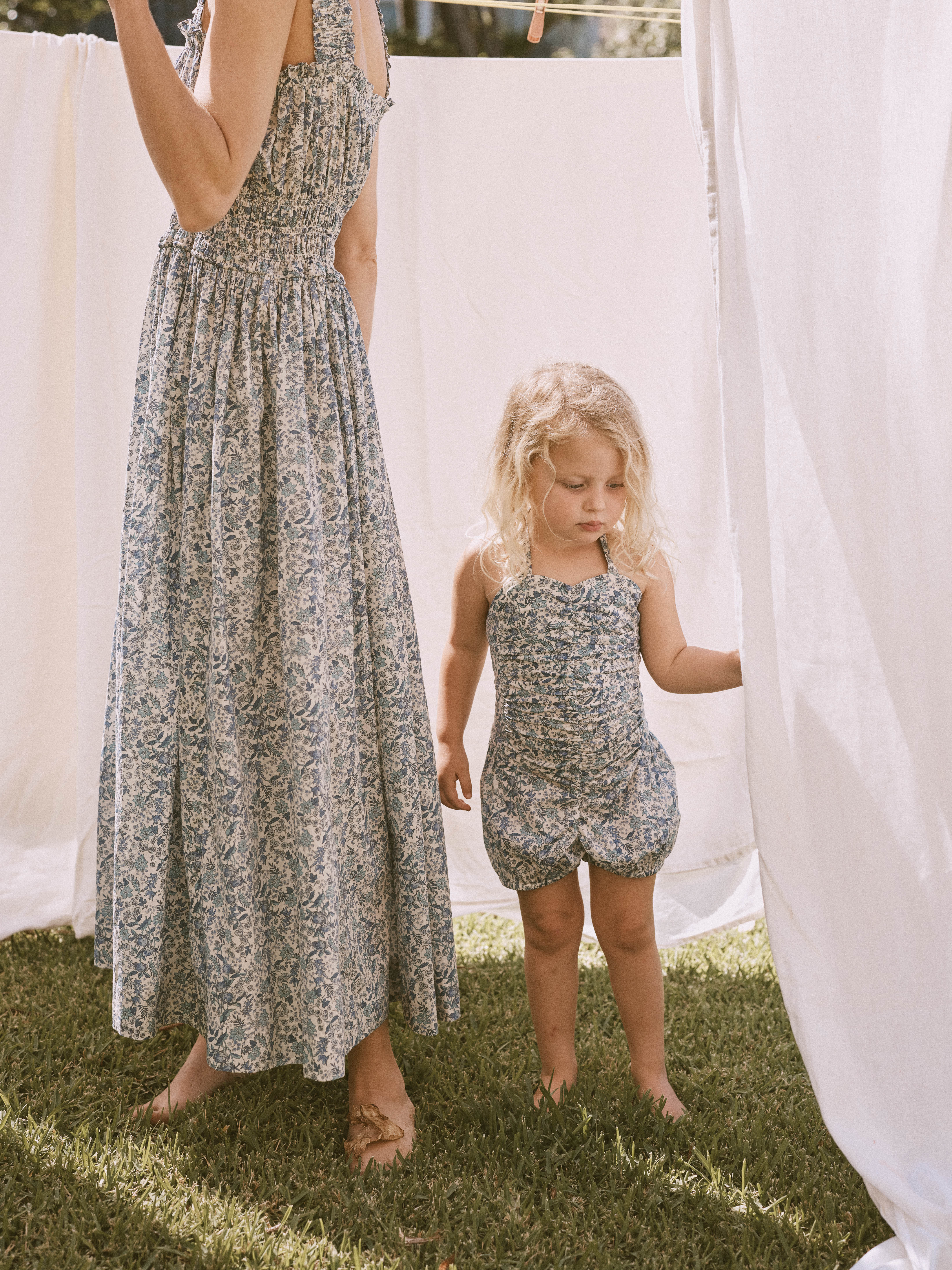 Camille Playsuit in Blue Serruria Liberty