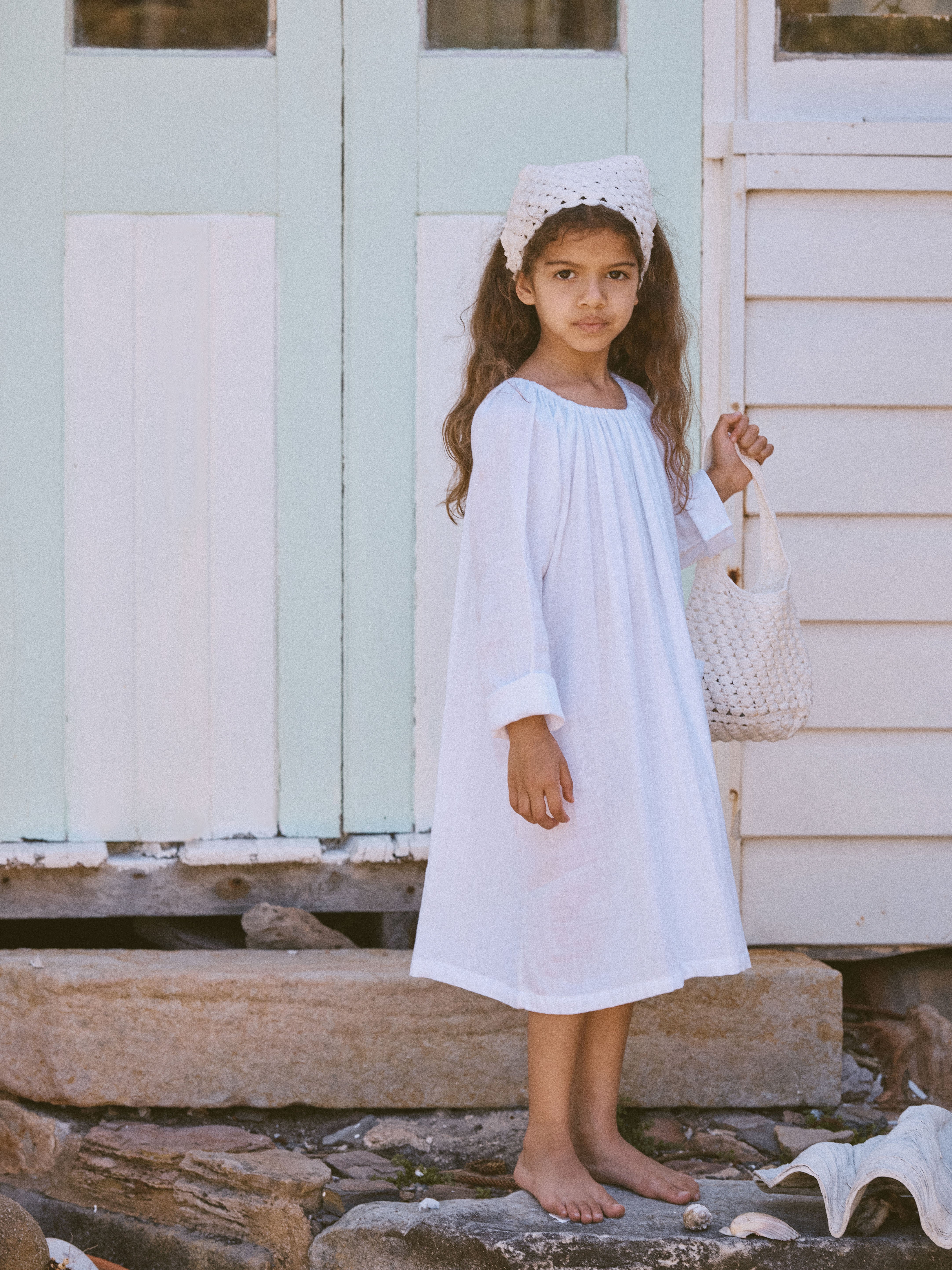 Pocket Smock Dress in White
