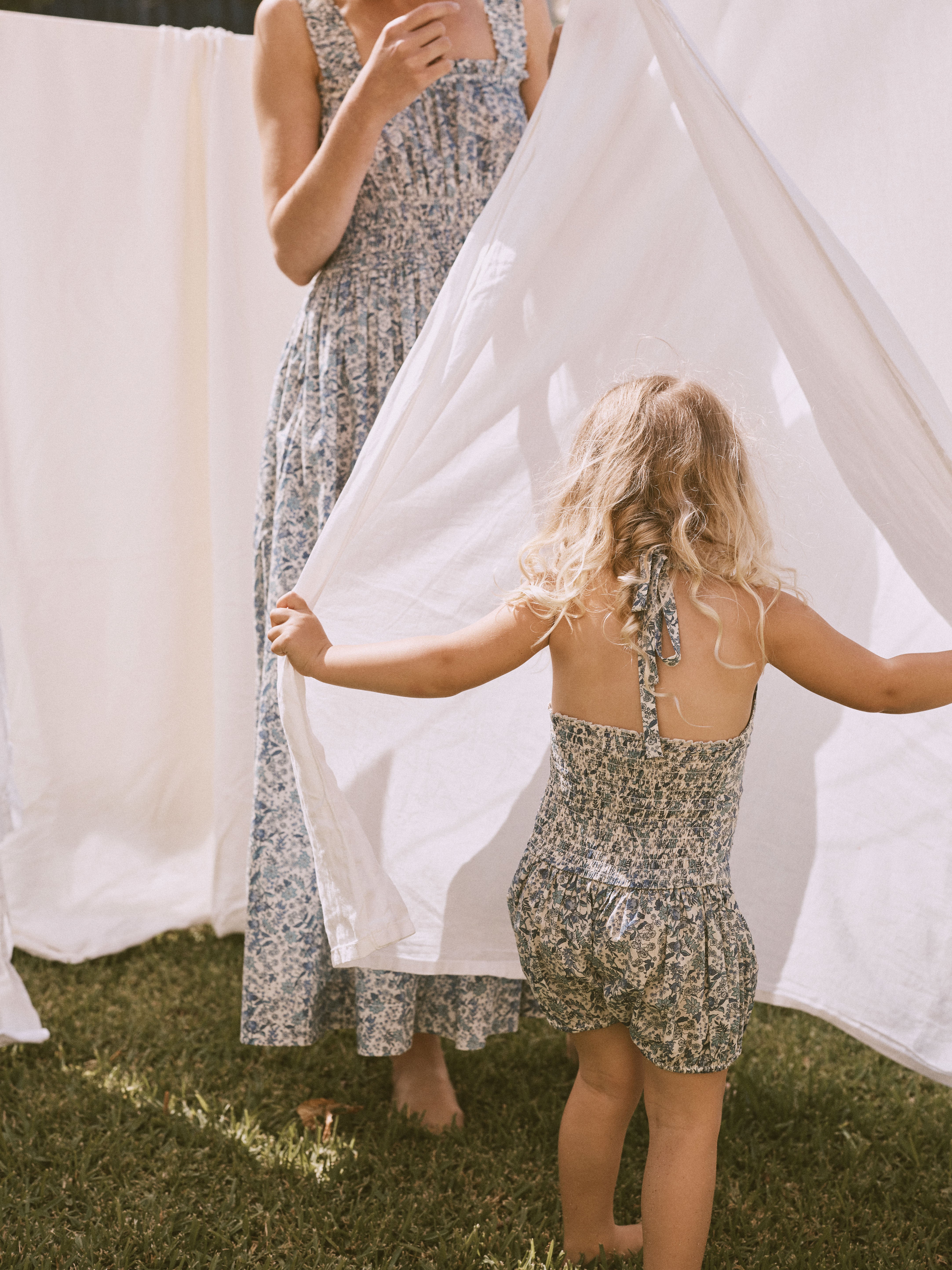 Camille Playsuit in Blue Serruria Liberty