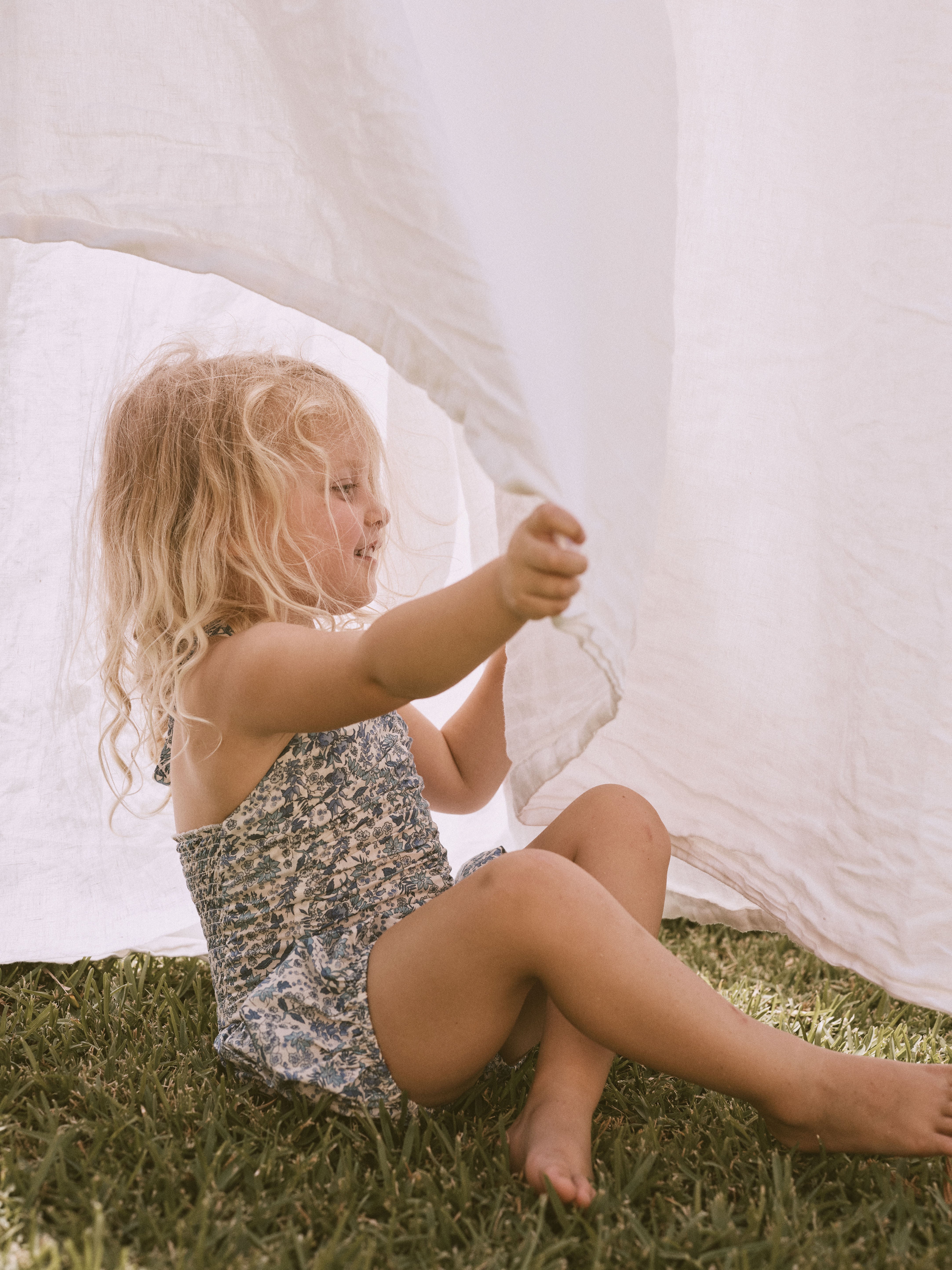 Camille Playsuit in Blue Serruria Liberty