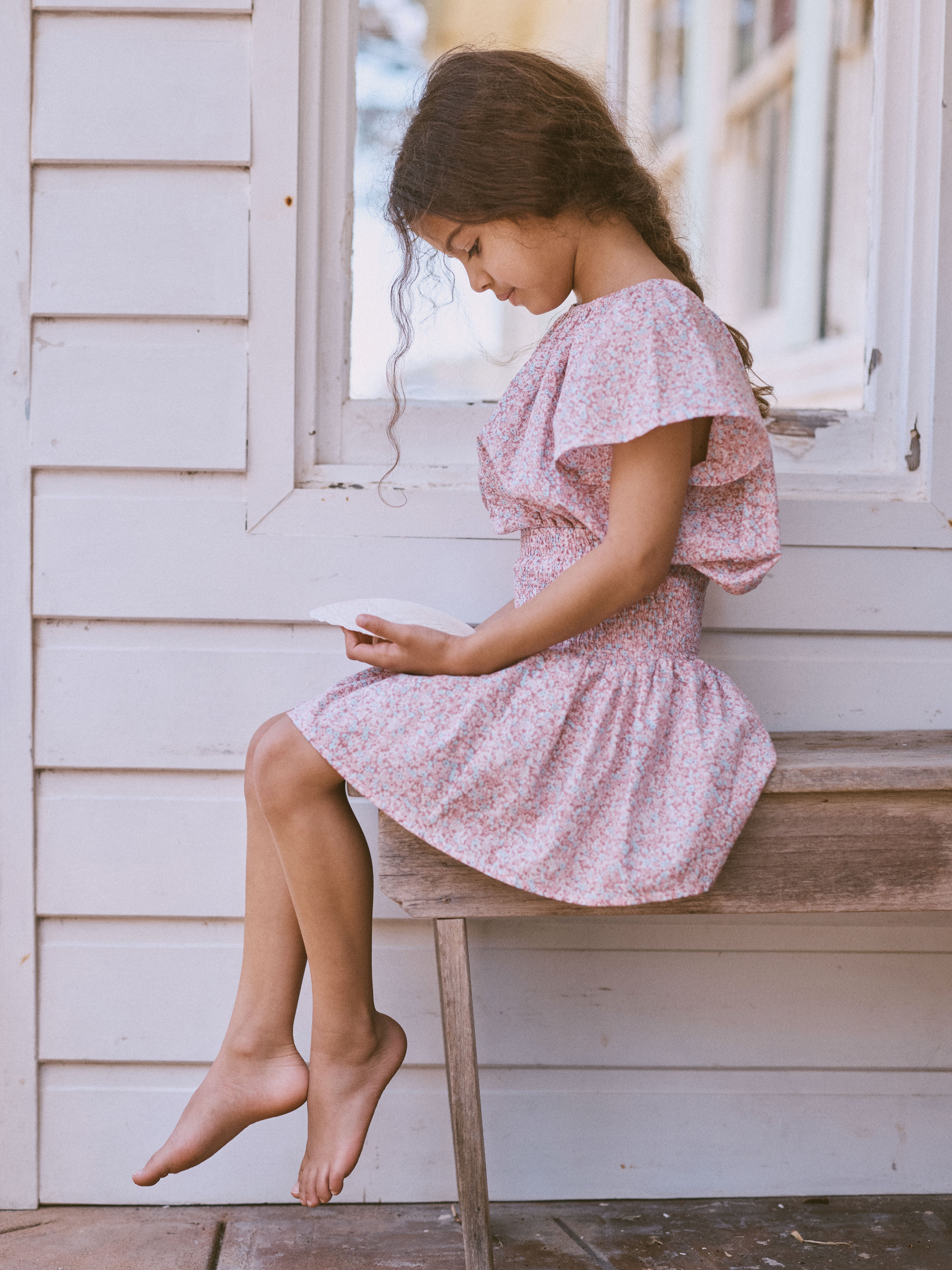 Ruched Skirt in Rosewater Mini Flower