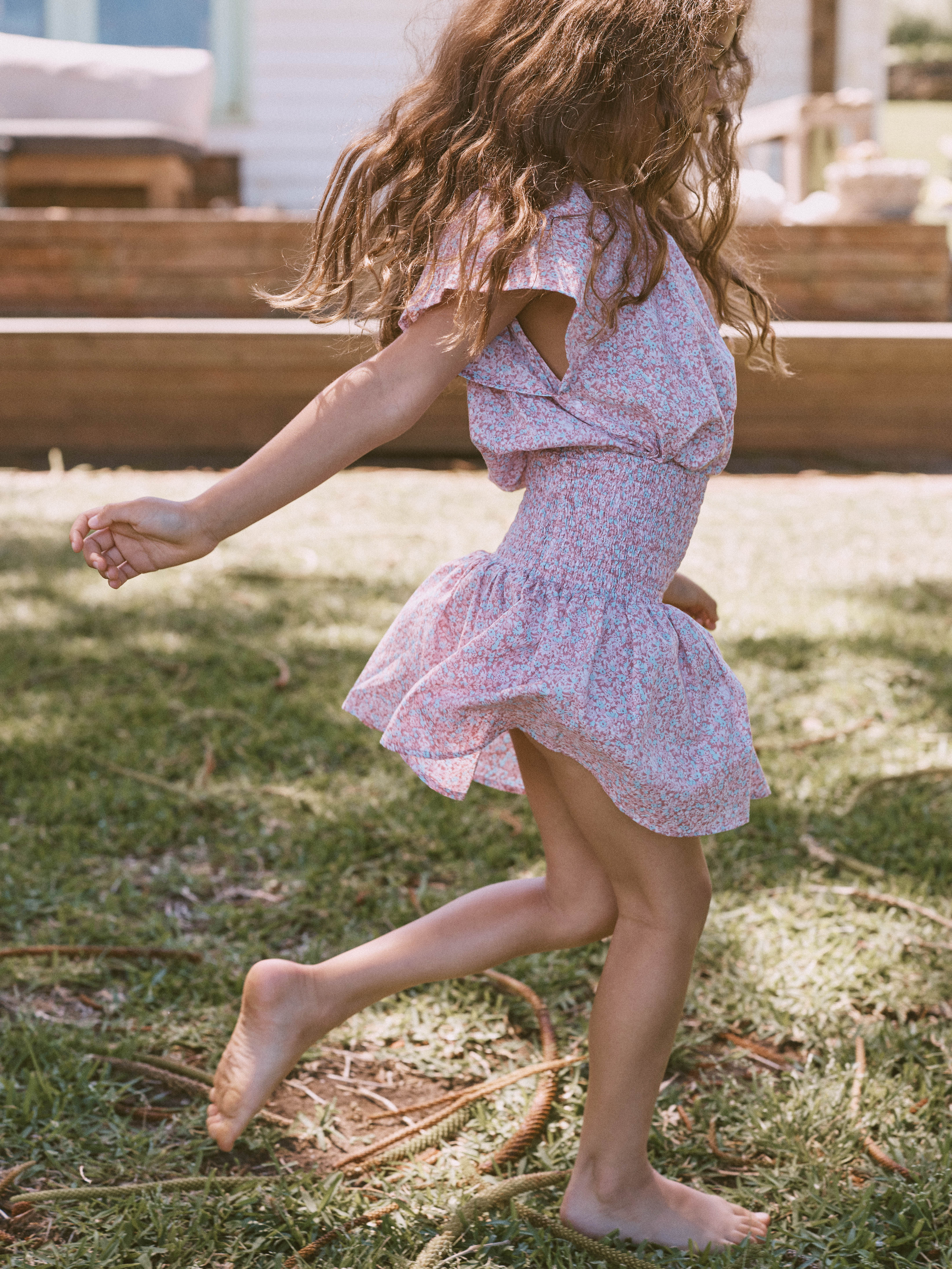 Ruched Skirt in Rosewater Mini Flower