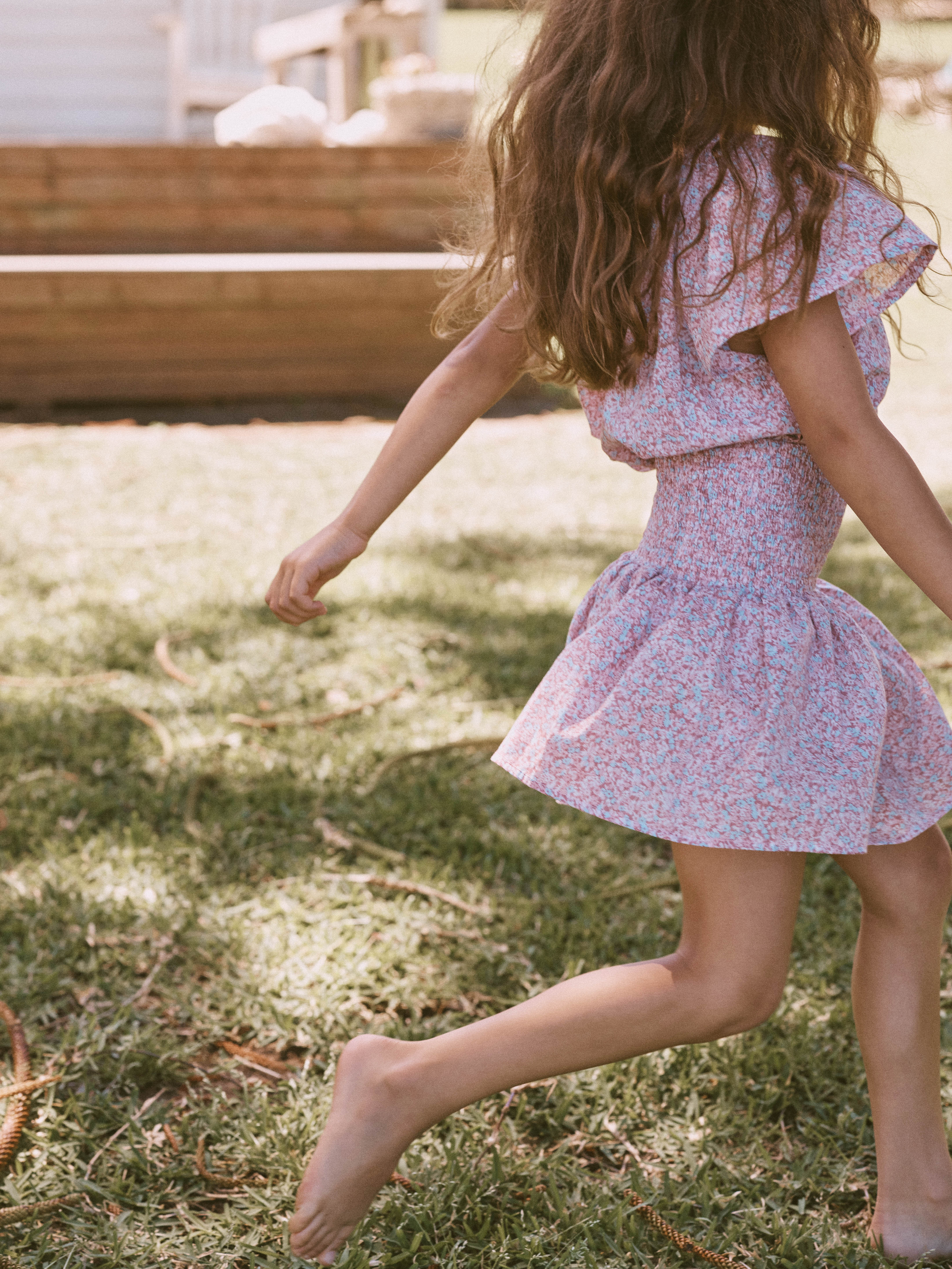 Ruched Skirt in Rosewater Mini Flower