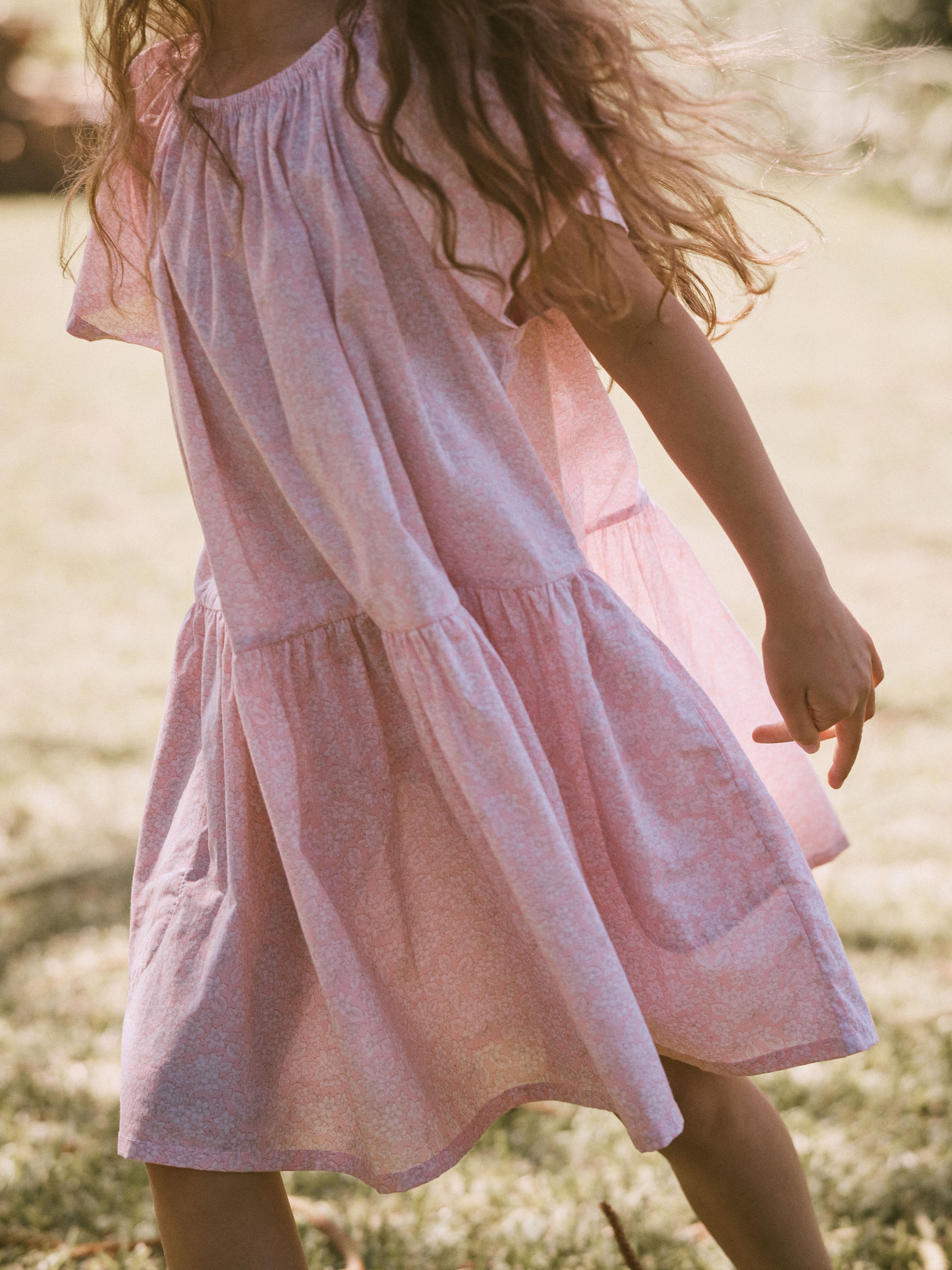 Flutter Dress in Petal Pink Field Flower