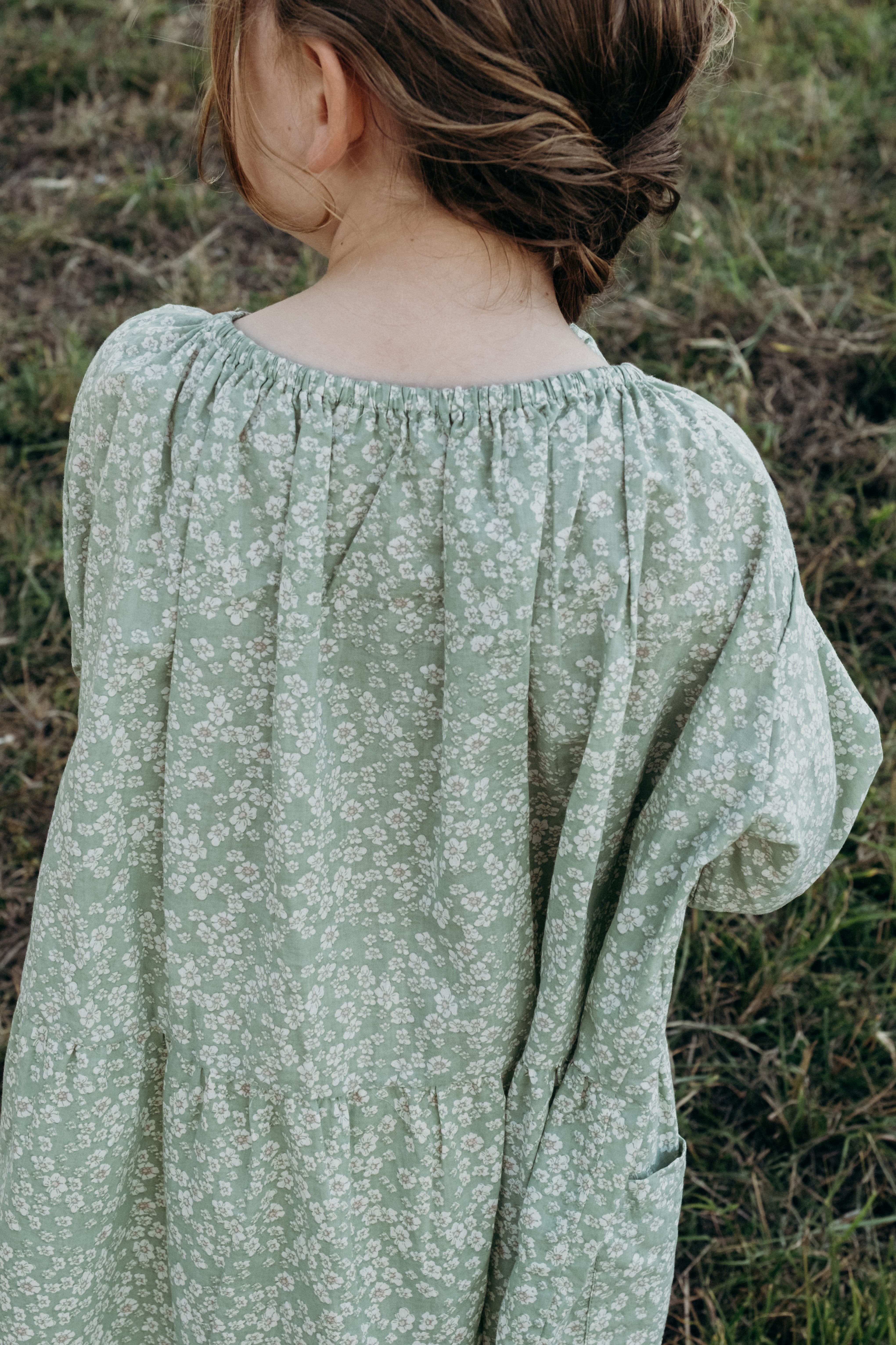 Auguste Dress in Mint Green Wild Flower