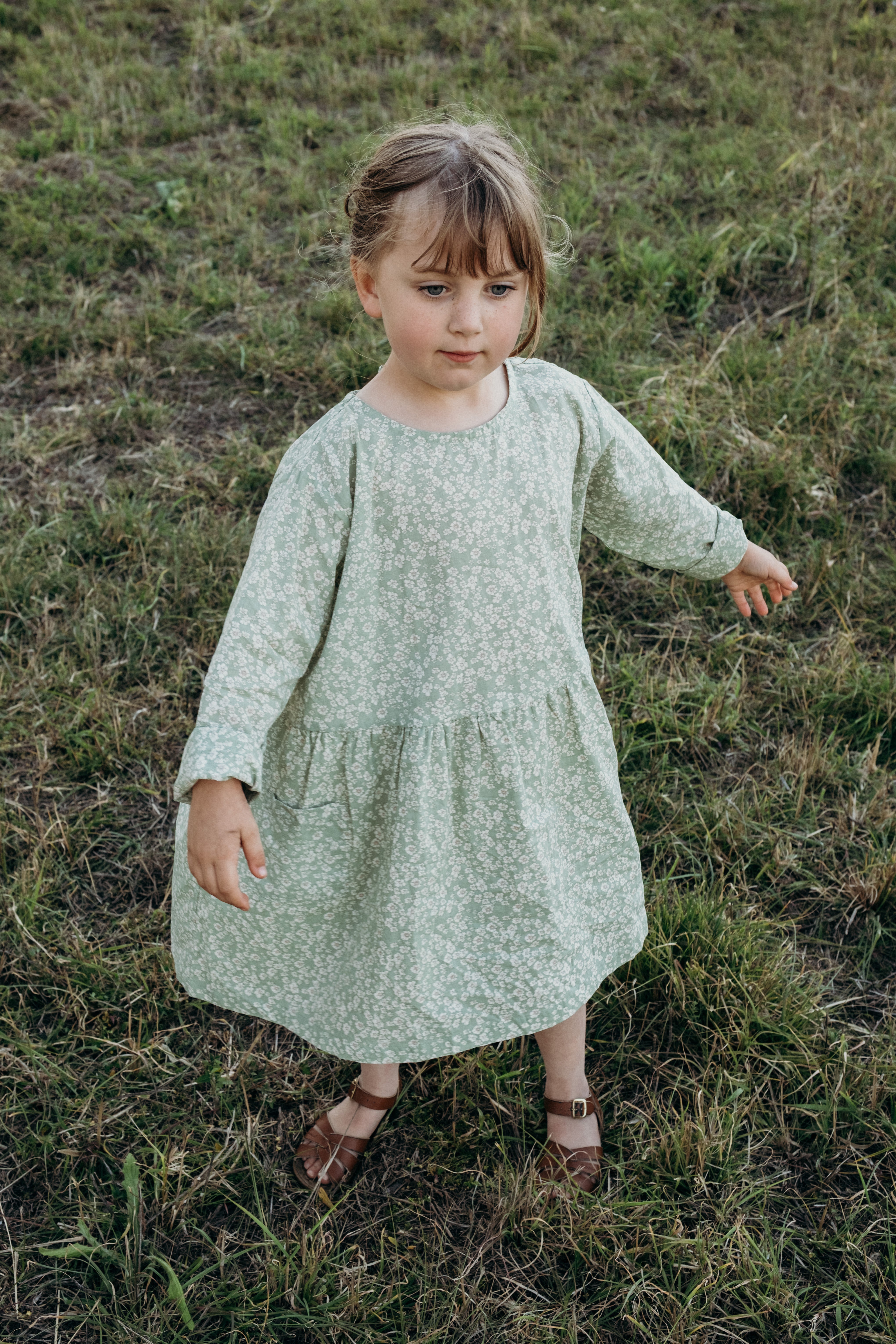 Auguste Dress in Mint Green Wild Flower
