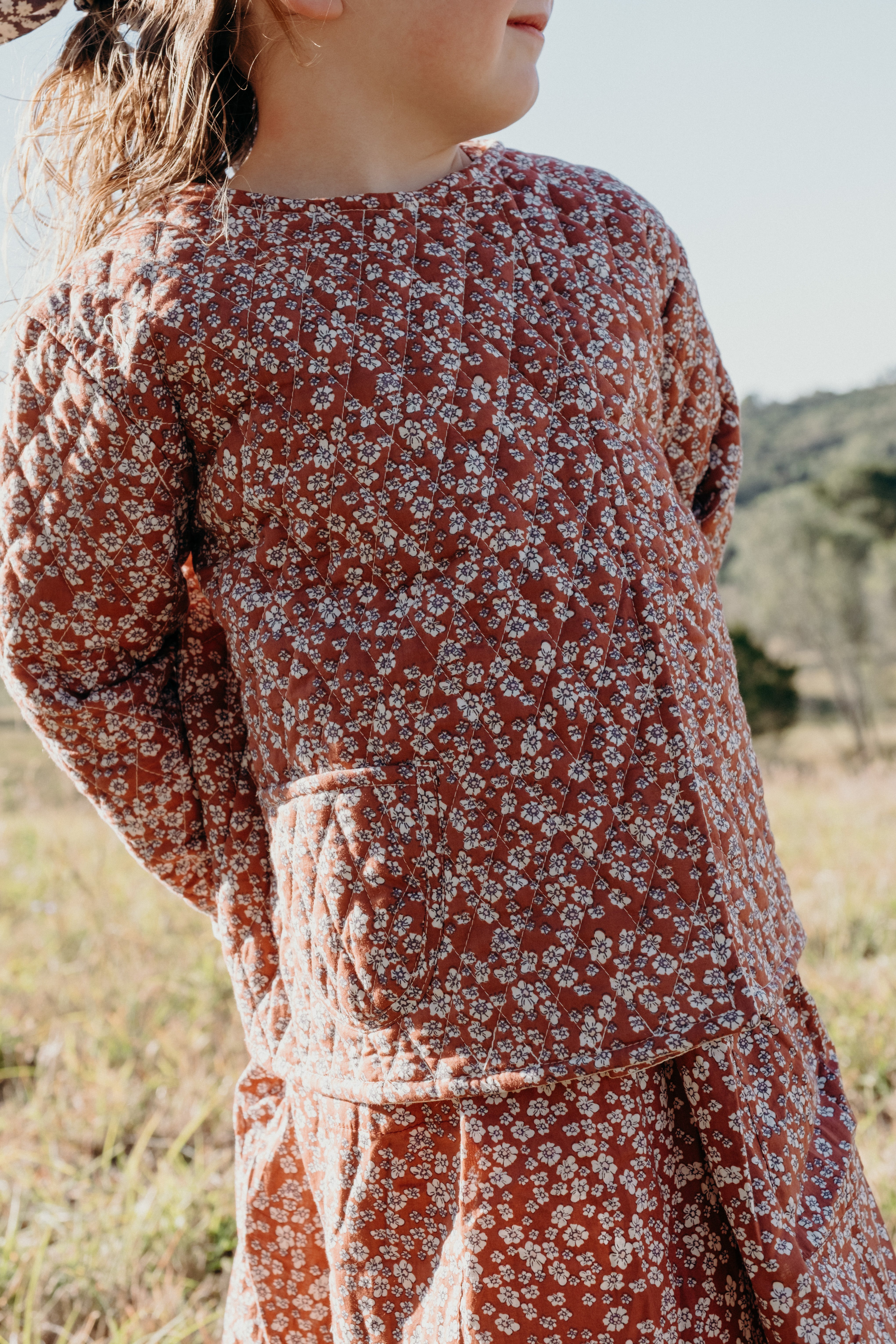 Quilted Jacket in Terracotta Wild Flower