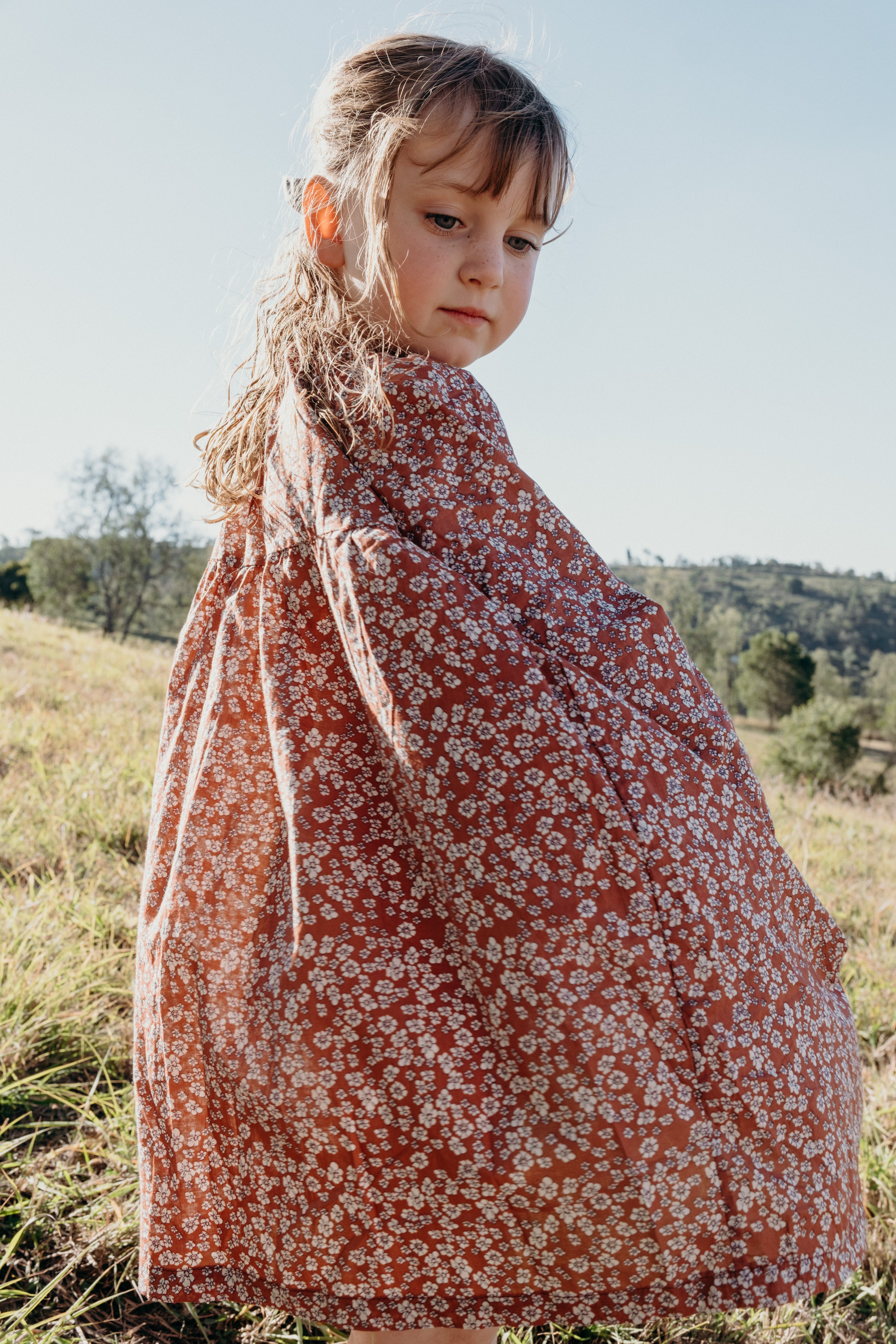 Olivia Dress in Terracotta Wild Flower