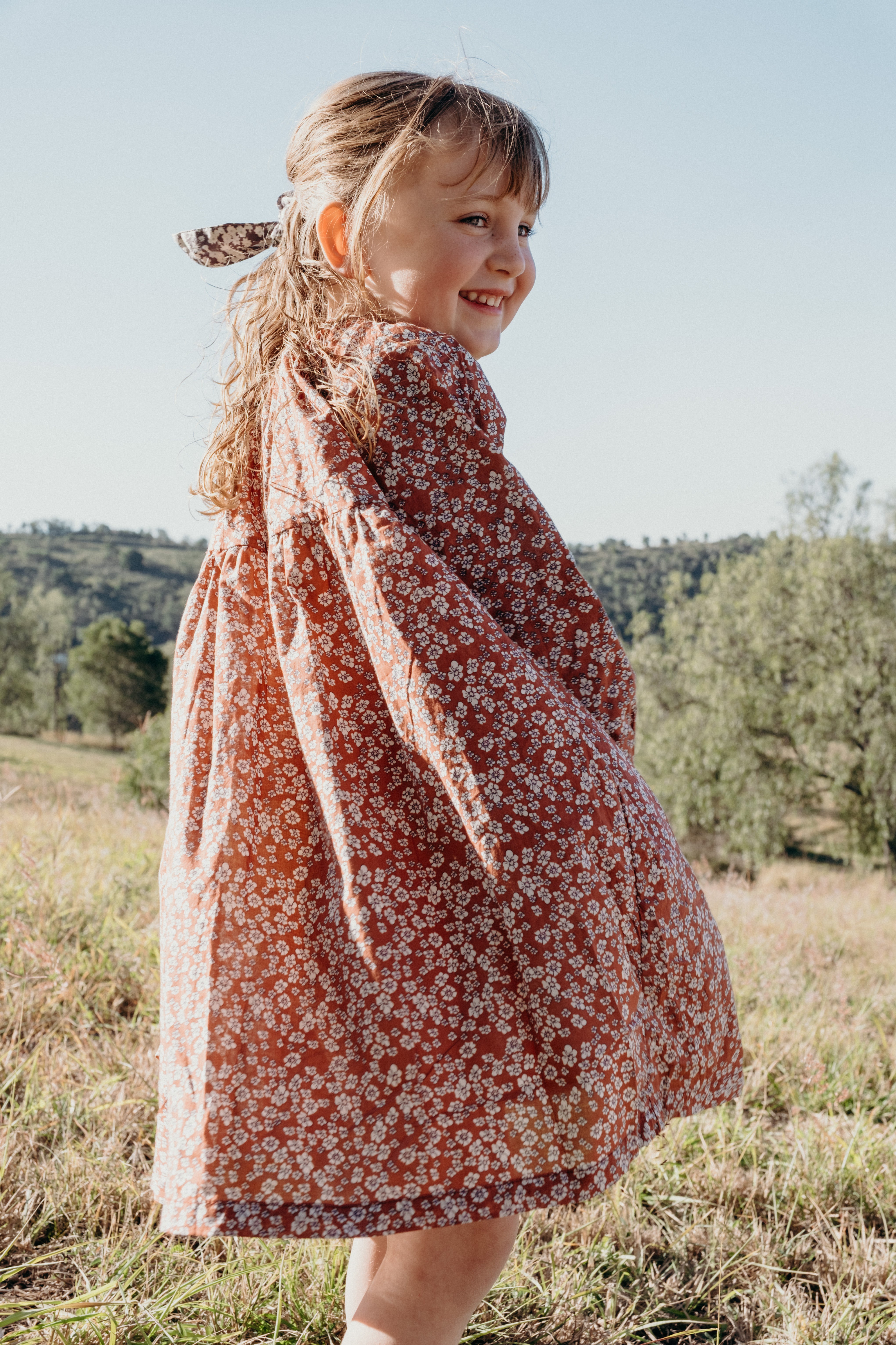 Olivia Dress in Terracotta Wild Flower - printebebe.com