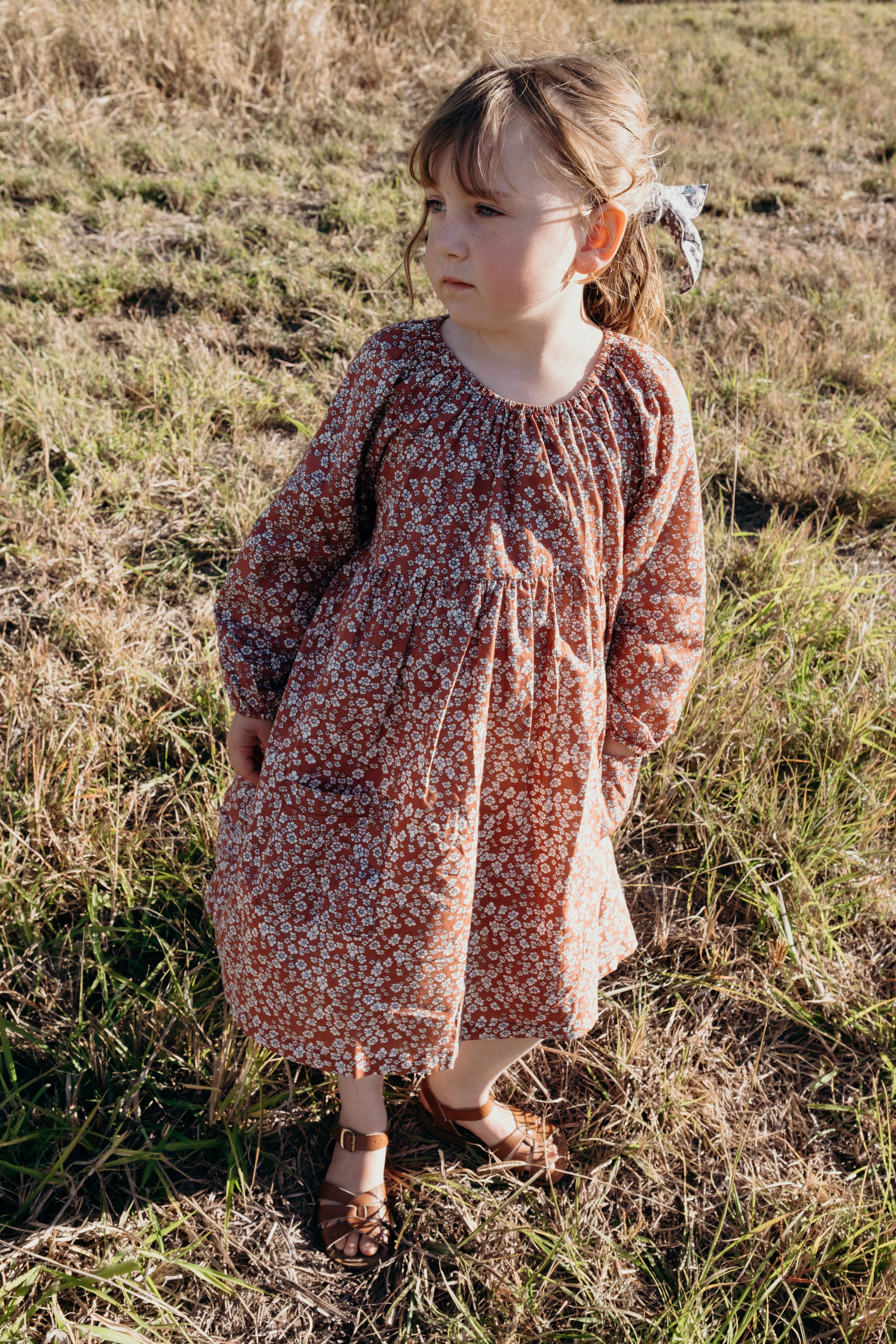 Olivia Dress in Terracotta Wild Flower - printebebe.com