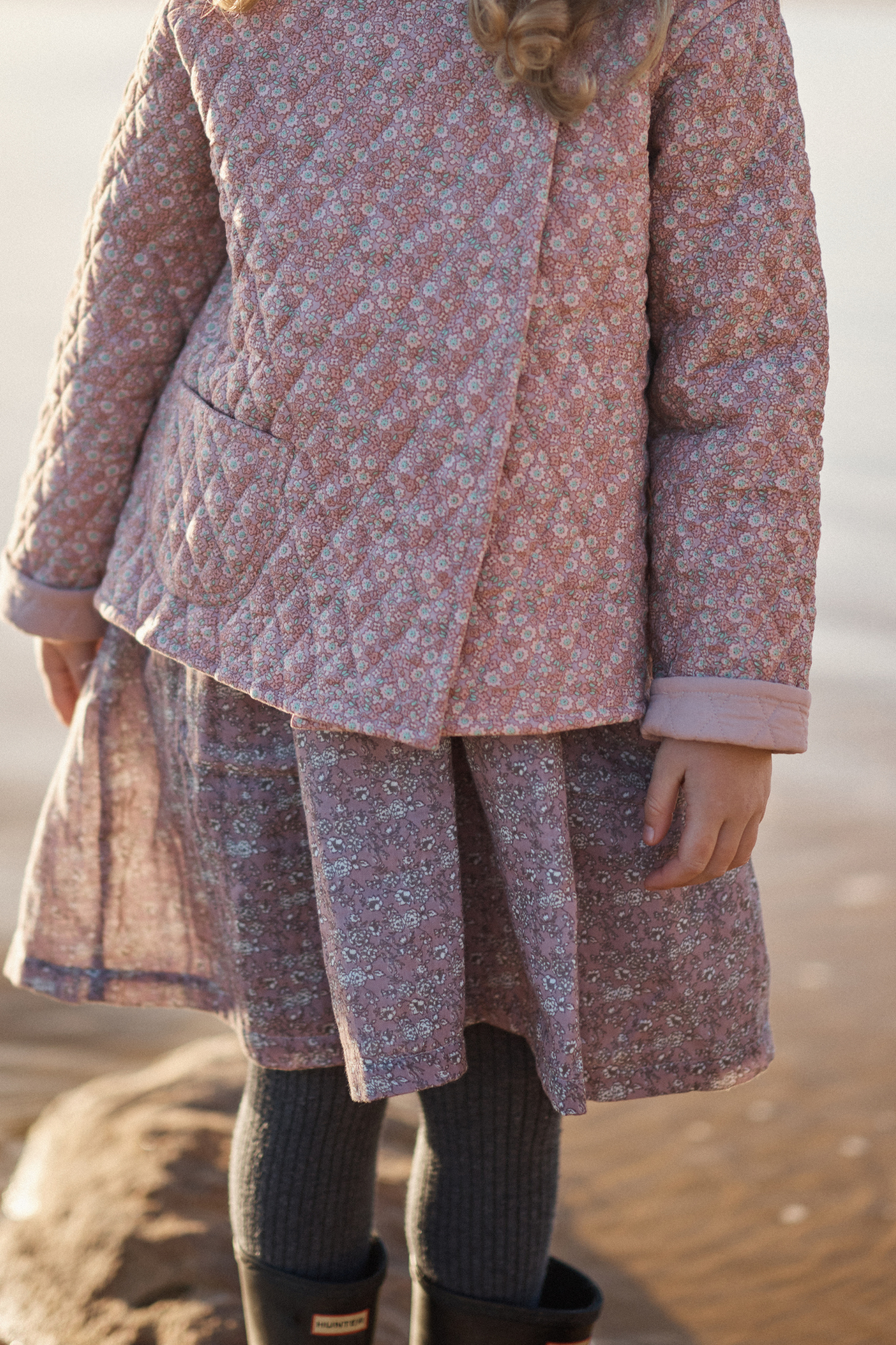 Quilted Jacket in Blush March Flower - Rose Lining - printebebe.com