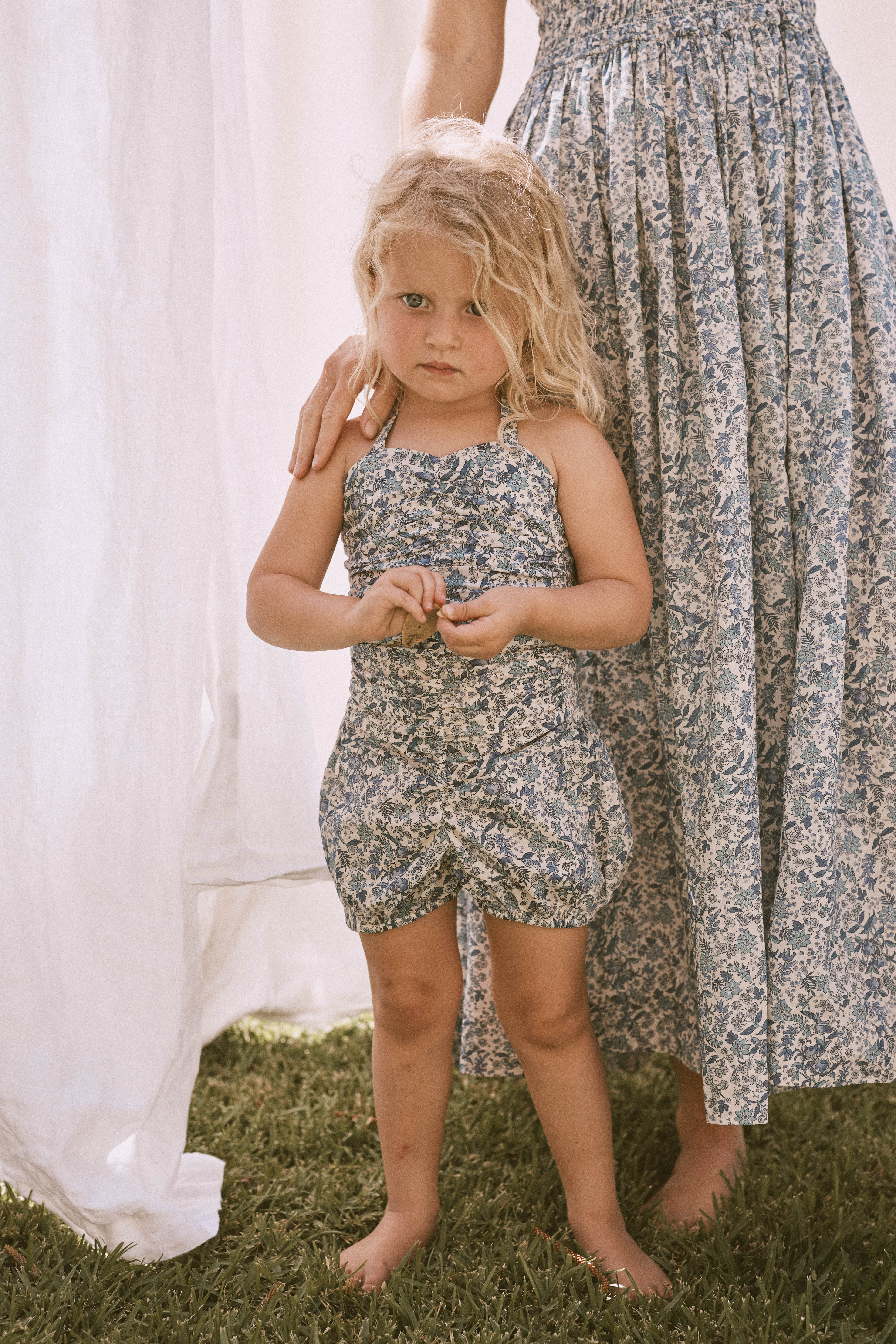 Camille Playsuit in Blue Serruria Liberty - printebebe.com