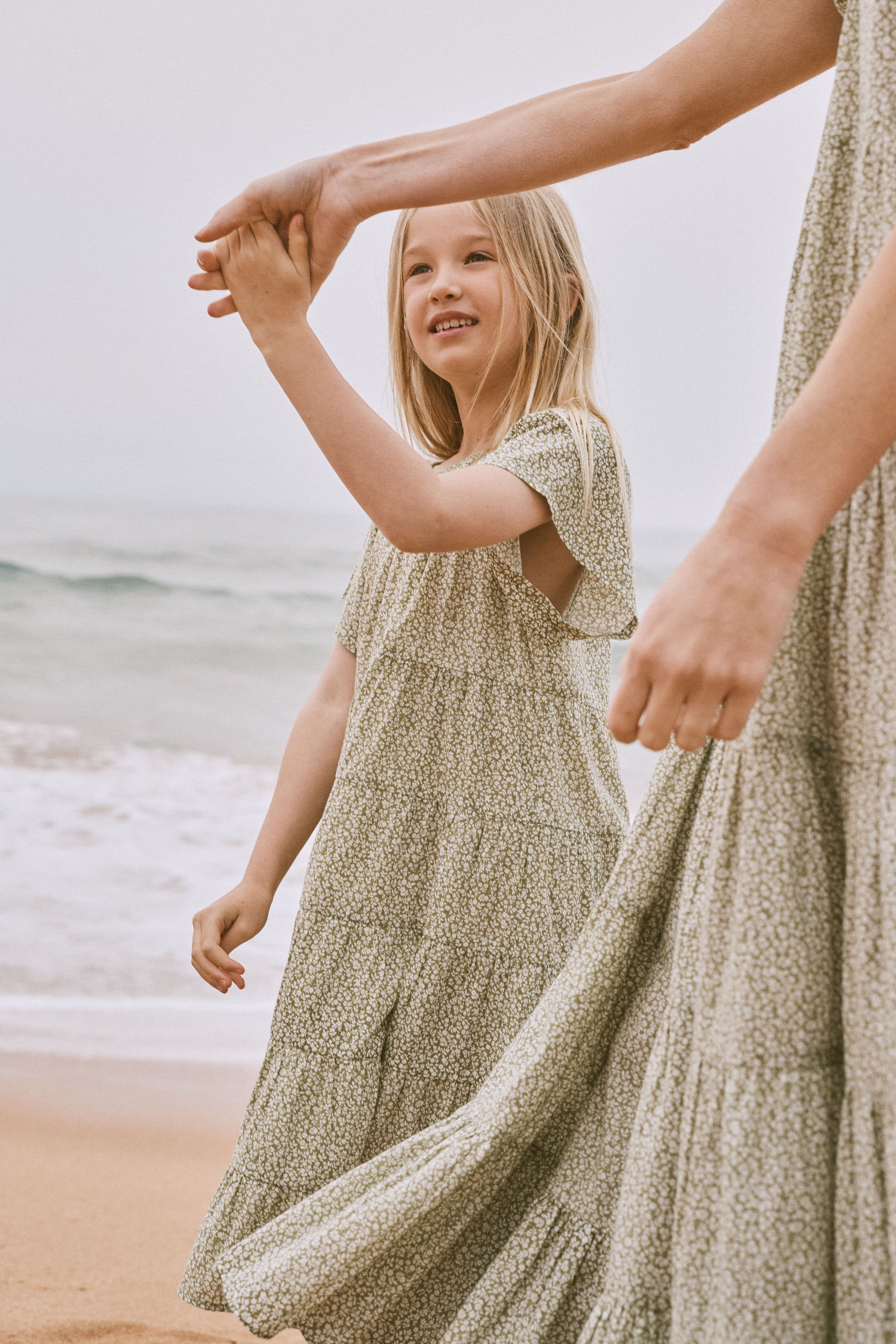 Mademoiselle Dress in Sage Posy - printebebe.com