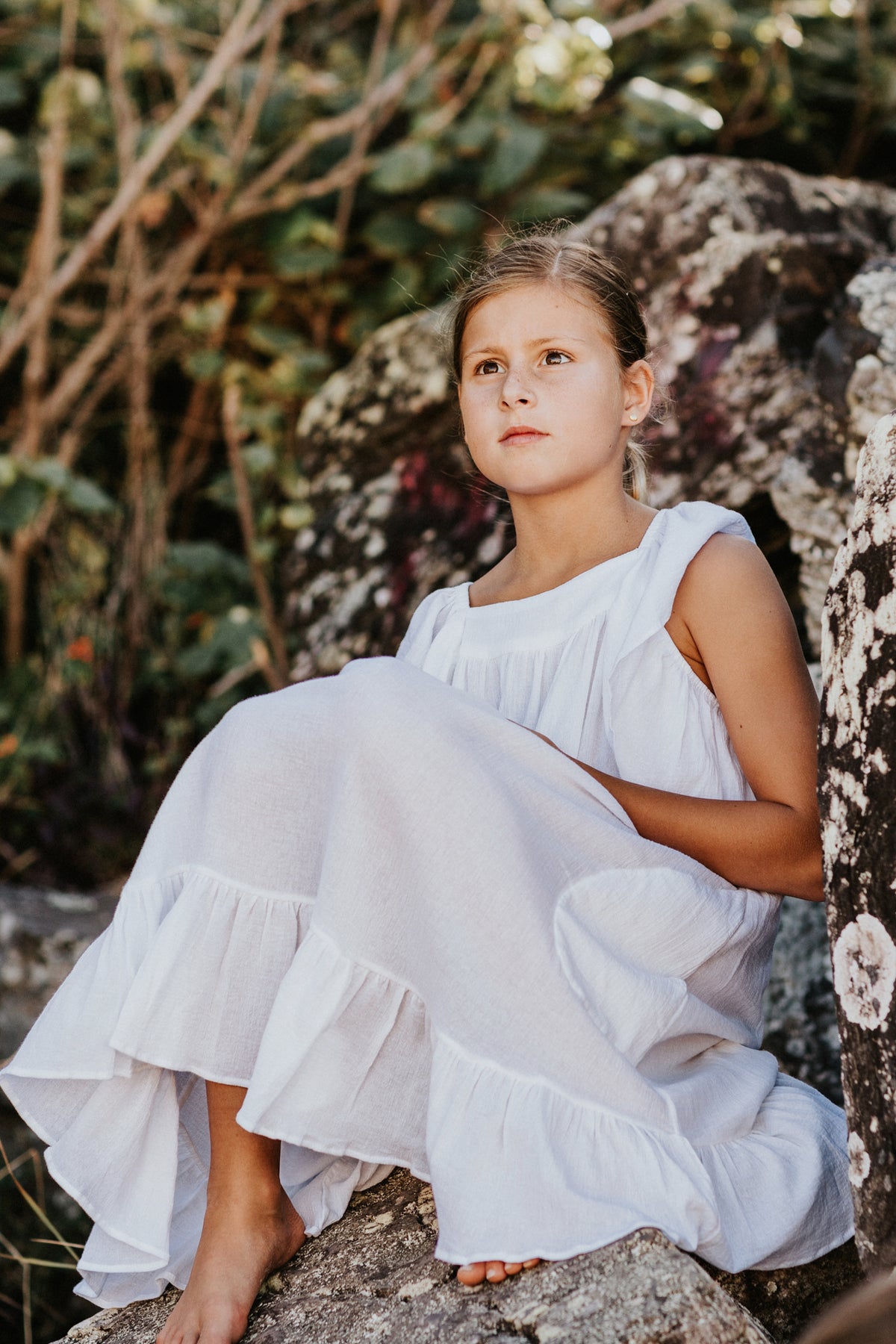 Caramel Dress in Supersoft White Cotton Voile