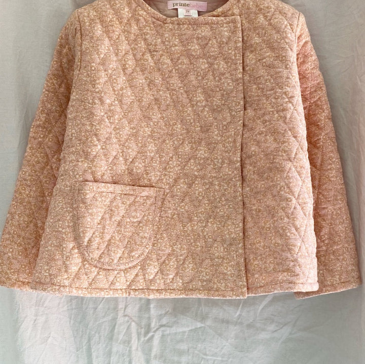 Quilted jacket in blushing pink winter daisy - printebebe.com