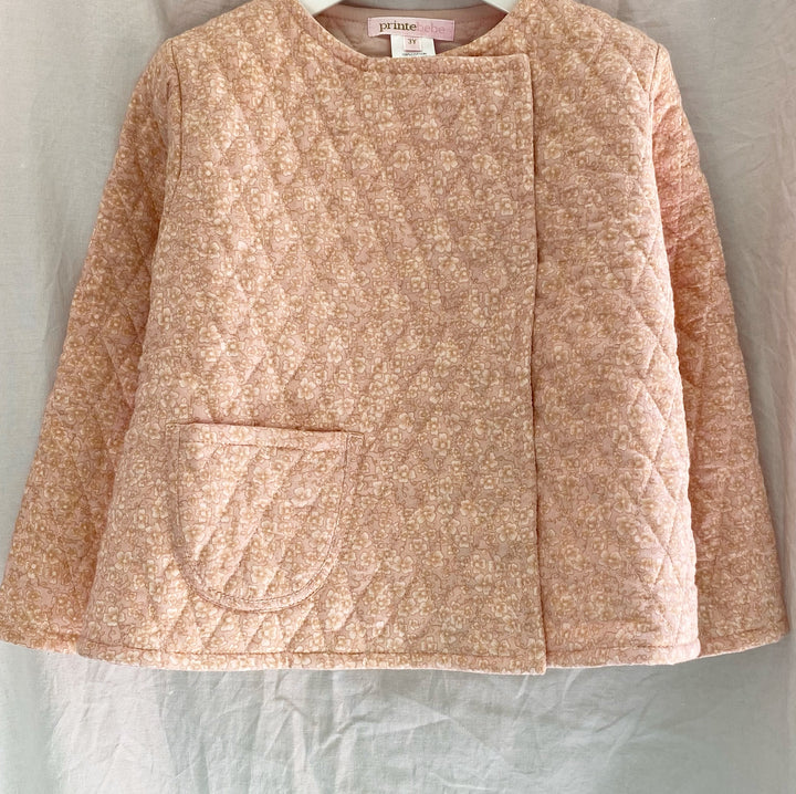 Quilted jacket in blushing pink winter daisy - printebebe.com