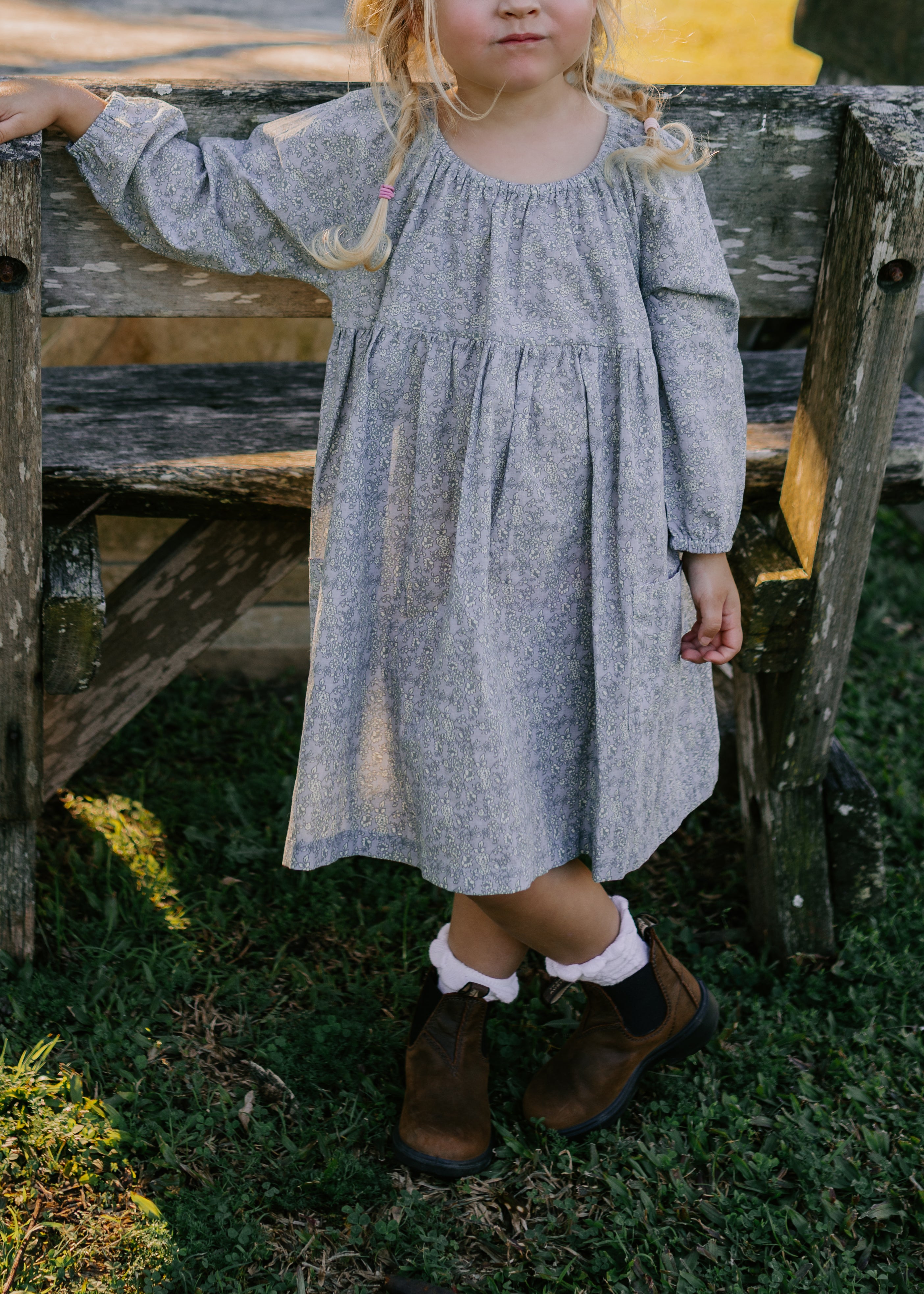 Olivia Dress in Dusk Forget Me Not
