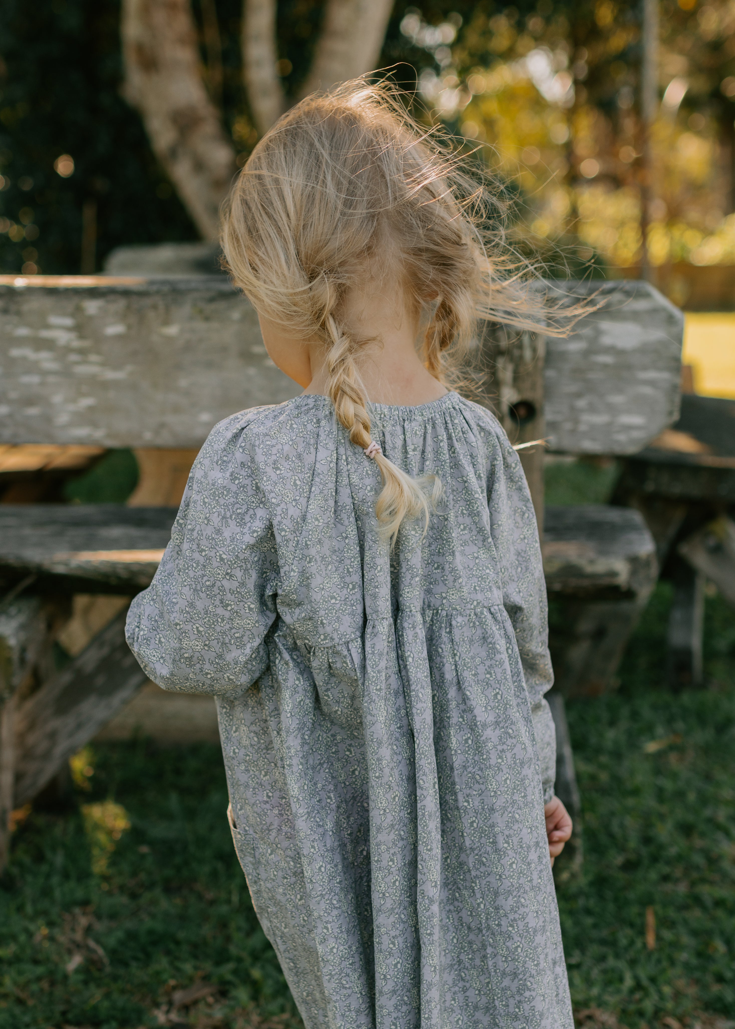 Olivia Dress in Dusk Forget Me Not