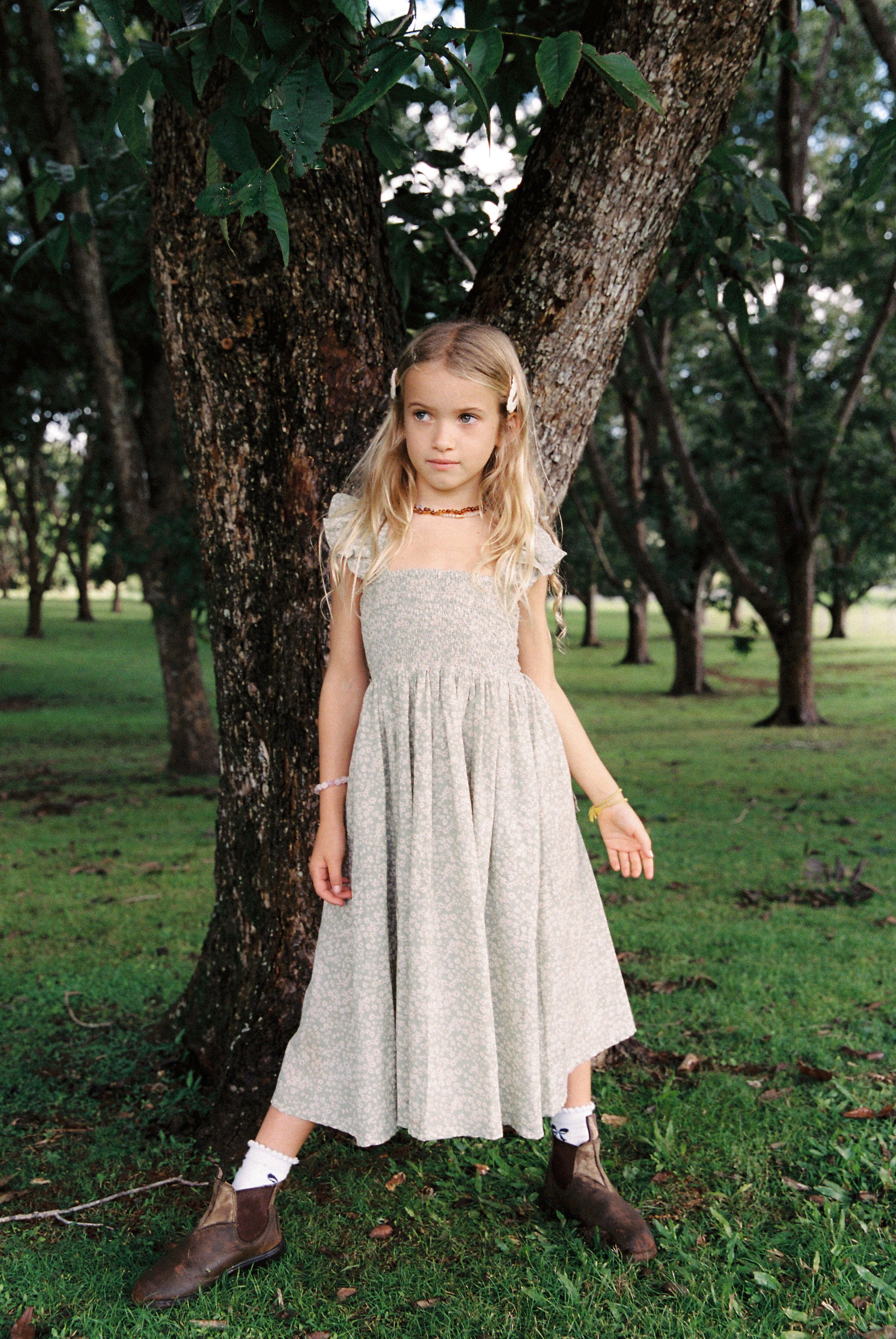 Bonnie Dress in Sage Butterflies - printebebe.com
