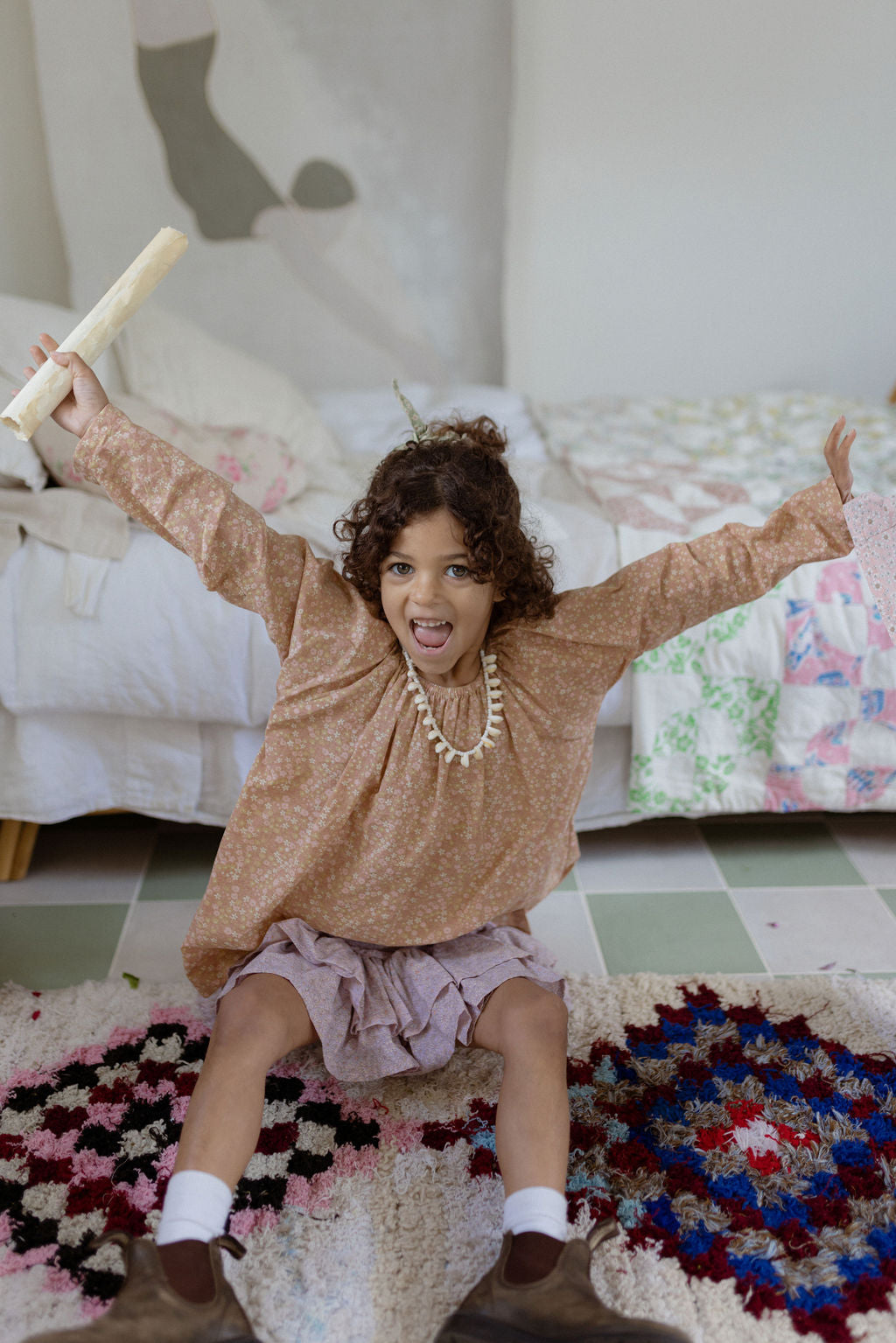 Smock Top in Caramel Milky Way - printebebe.com