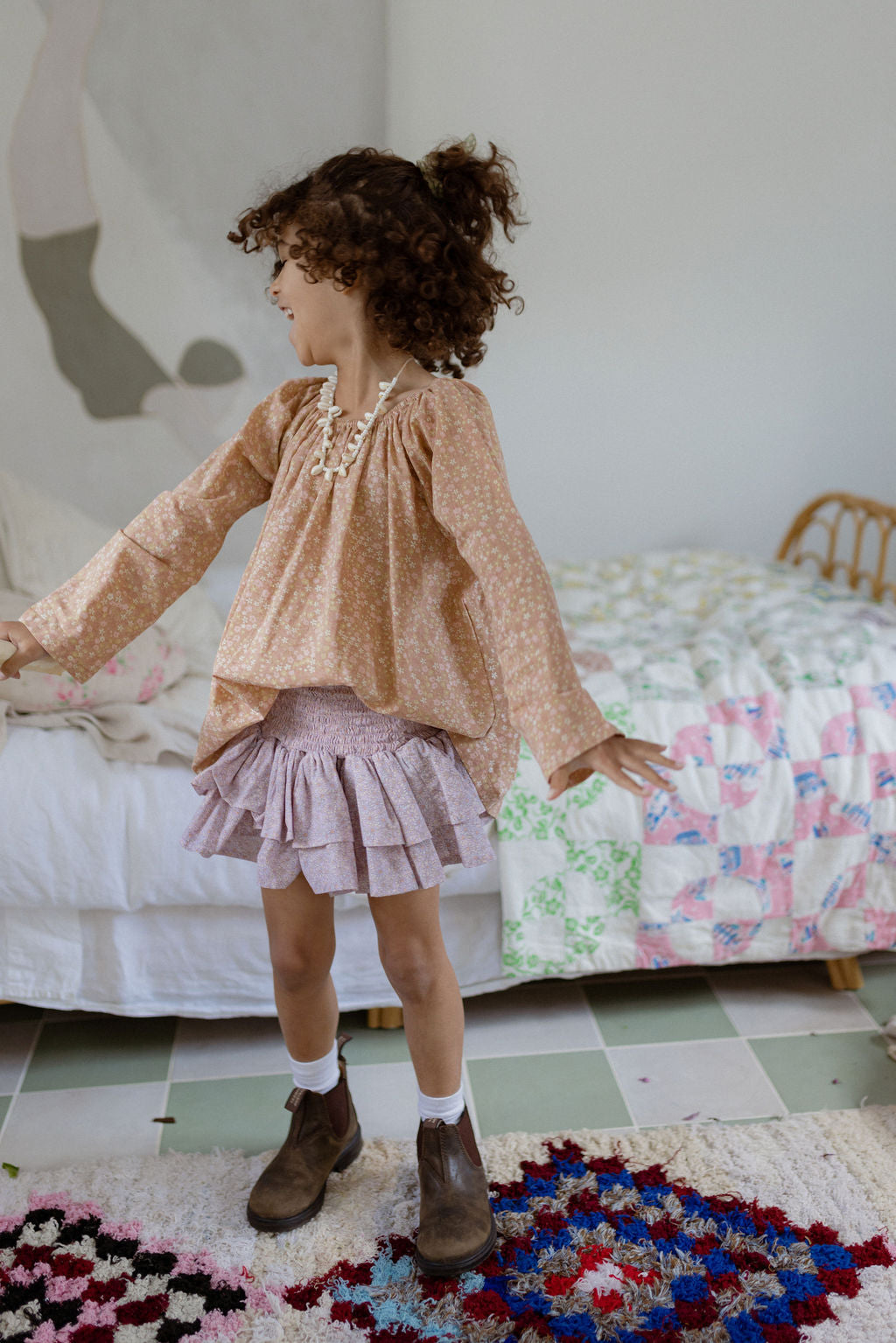 Smock Top in Caramel Milky Way - printebebe.com