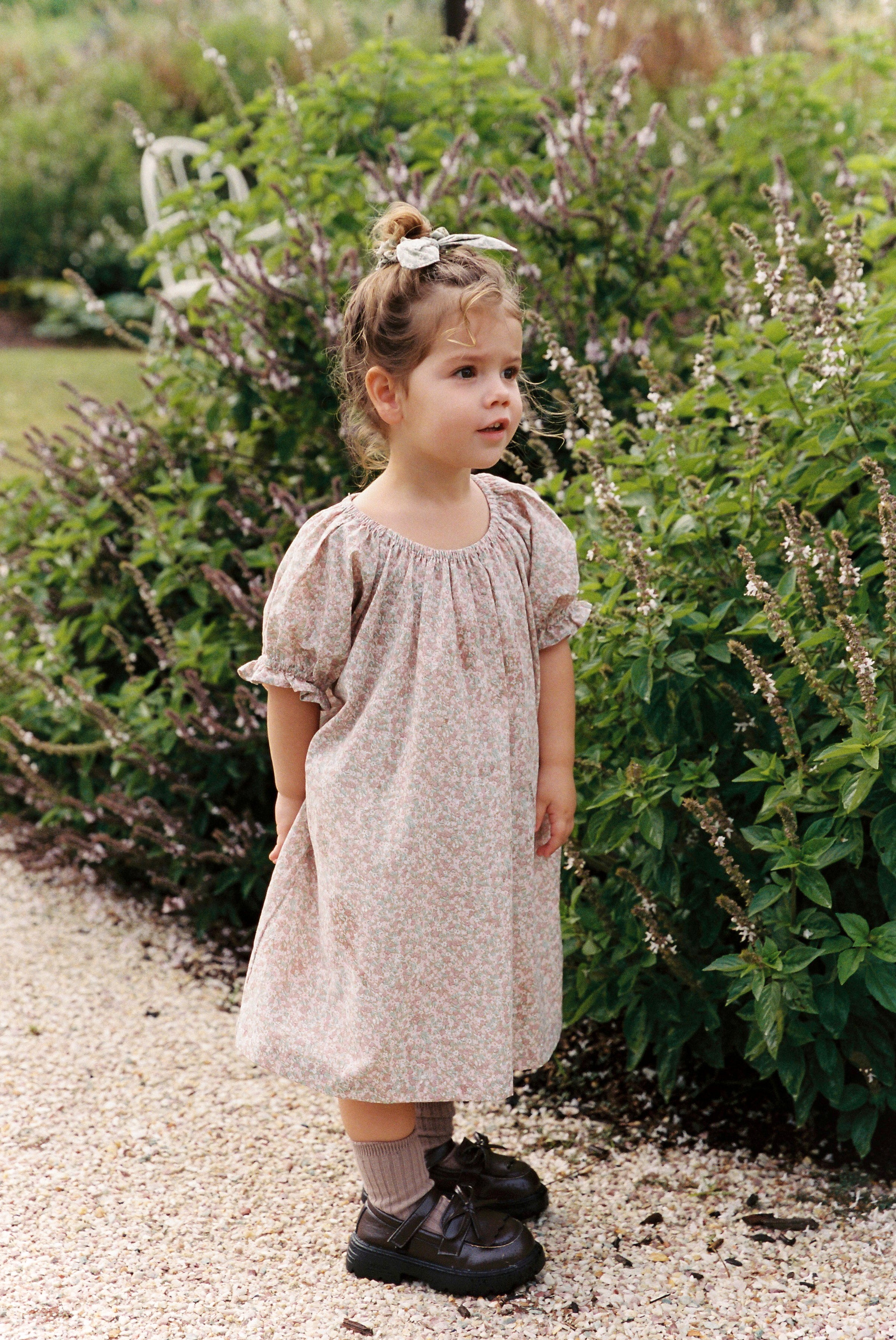Bubble Smock Dress in Babyccino Mini Flower