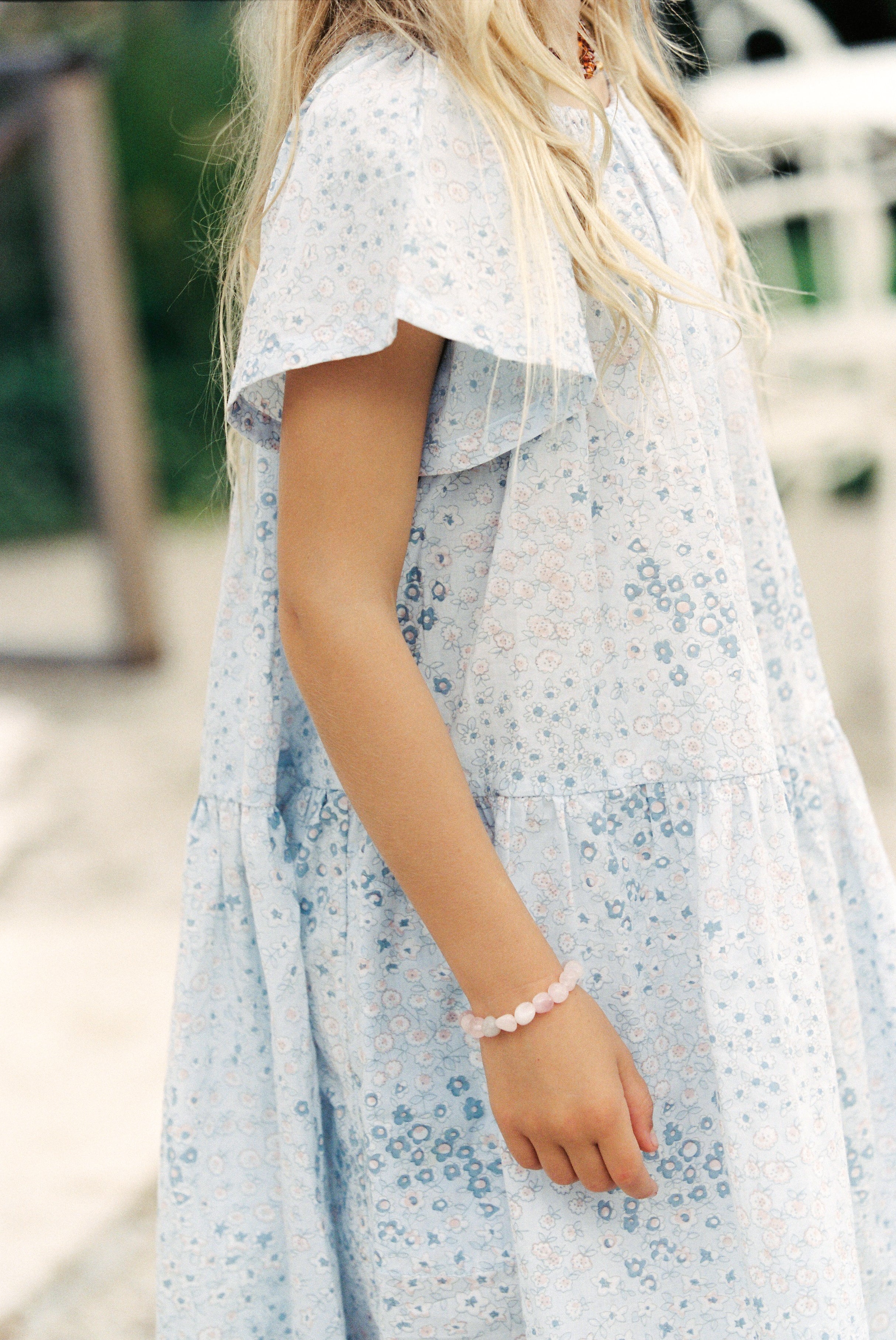 Flutter Dress in Baby Blue Vintage Flower - printebebe.com