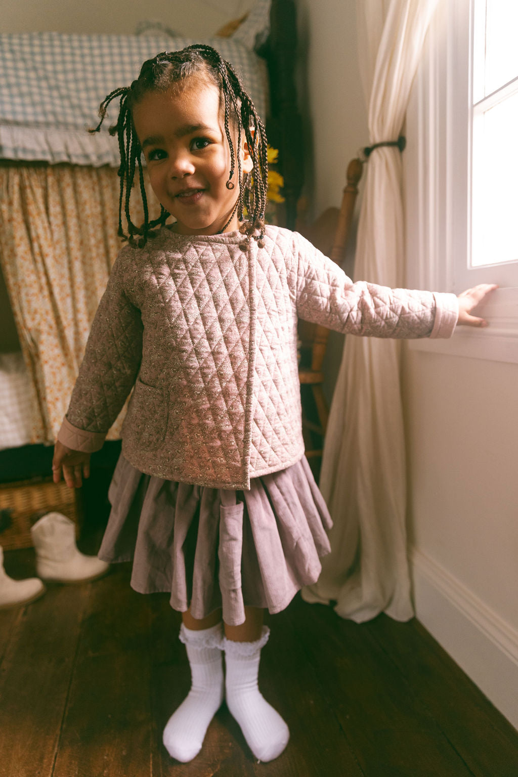 Quilted Jacket in Mulberry Forget Me Not