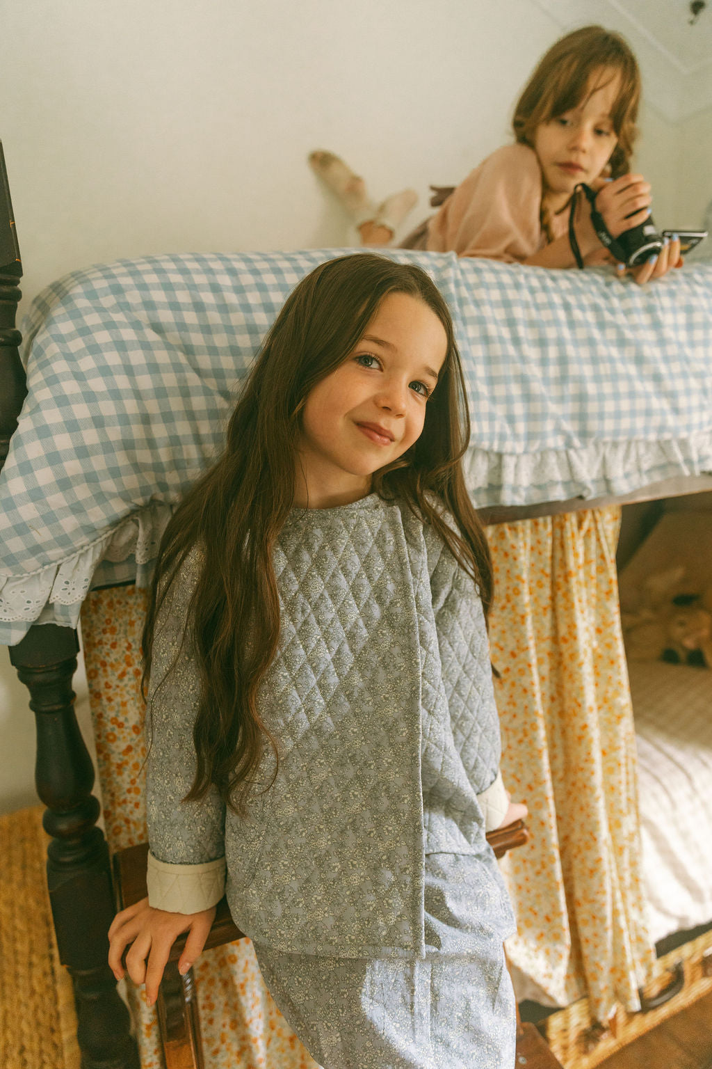 Quilted Jacket in Dusk Forget Me Not - printebebe.com